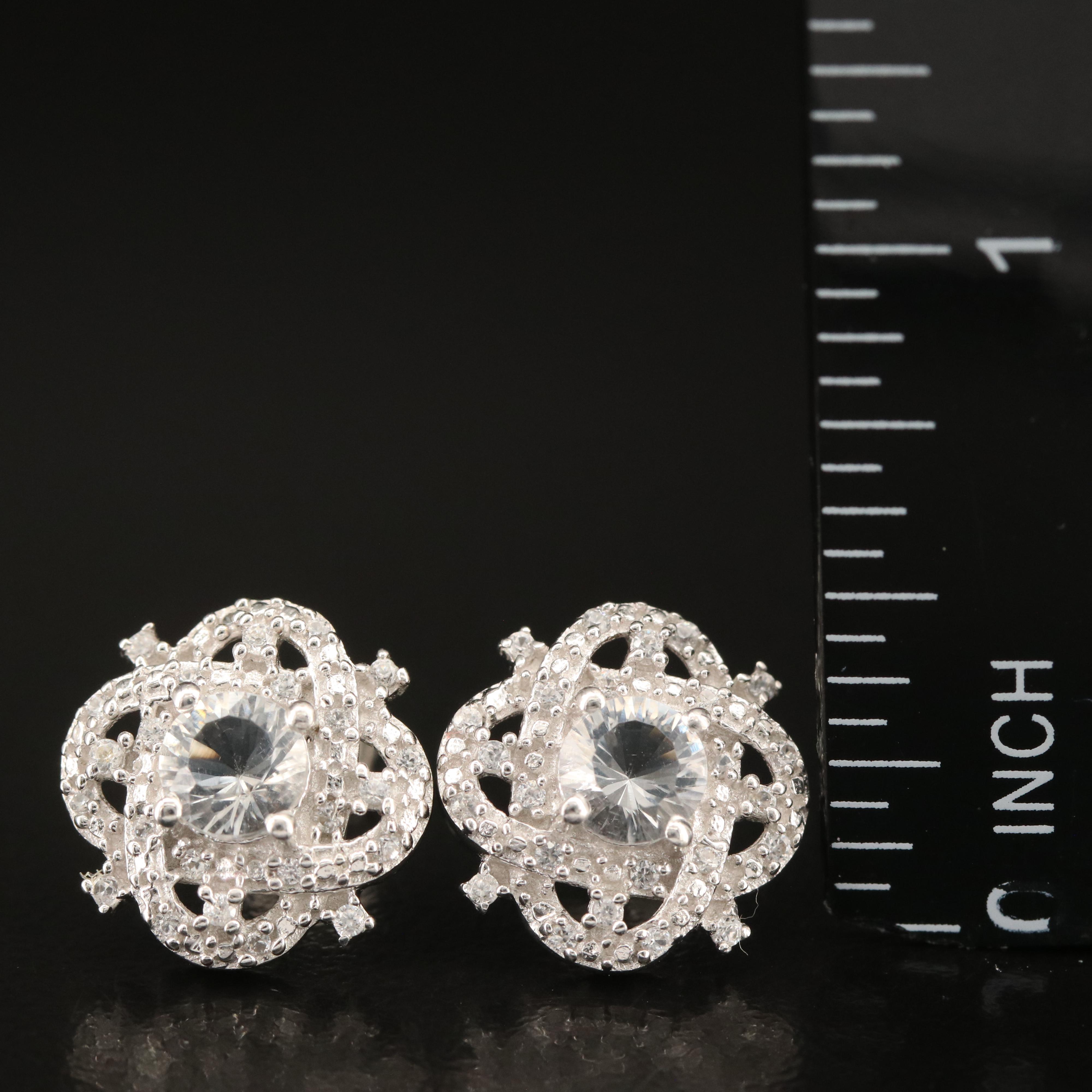 Sterling Petalite and Zircon Earrings
