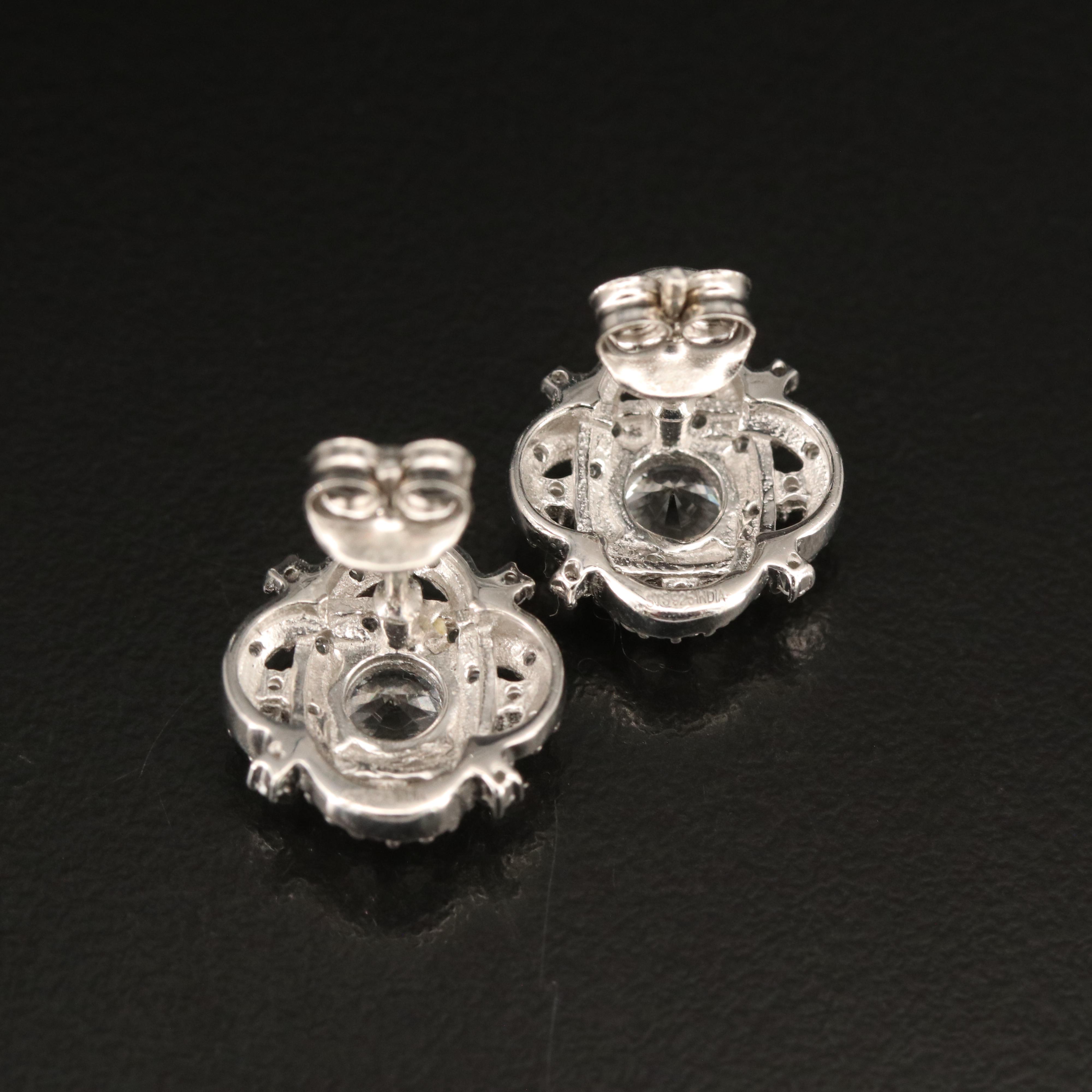 Sterling Petalite and Zircon Earrings