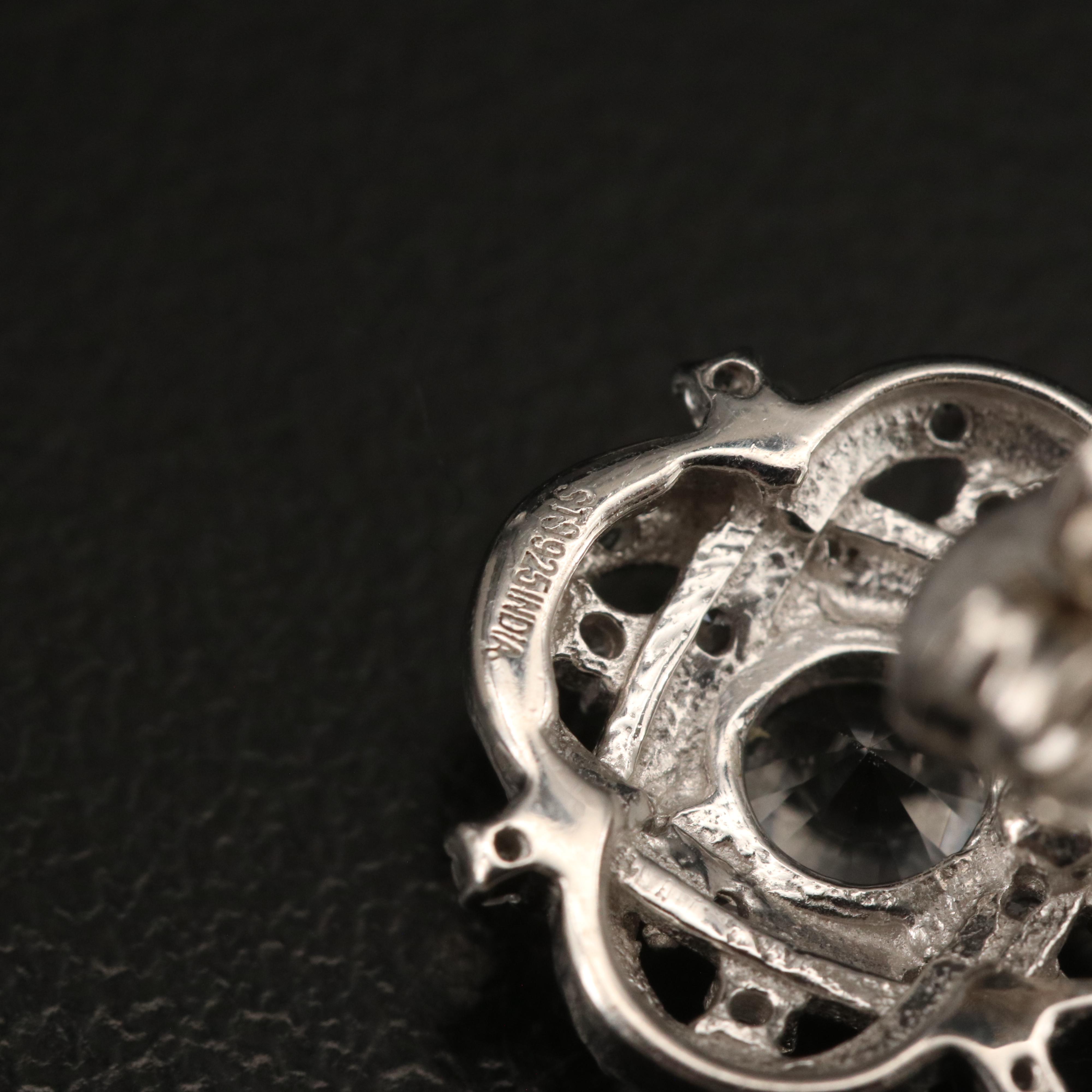 Sterling Petalite and Zircon Earrings