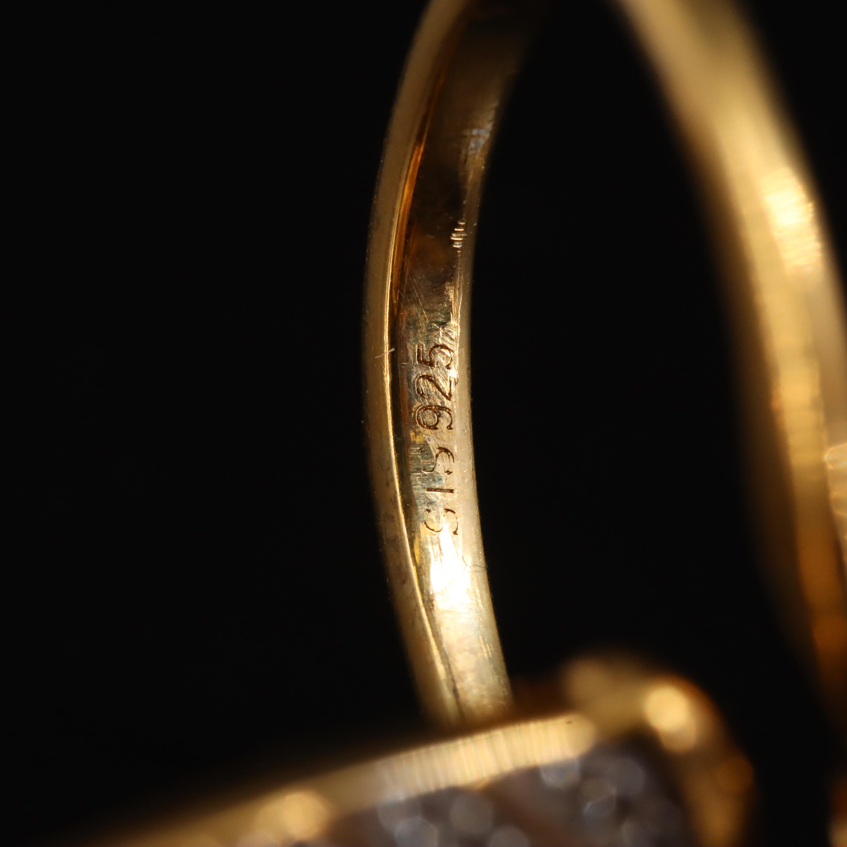 Garnet and Topaz Fingernail Shield Ring in Sterling