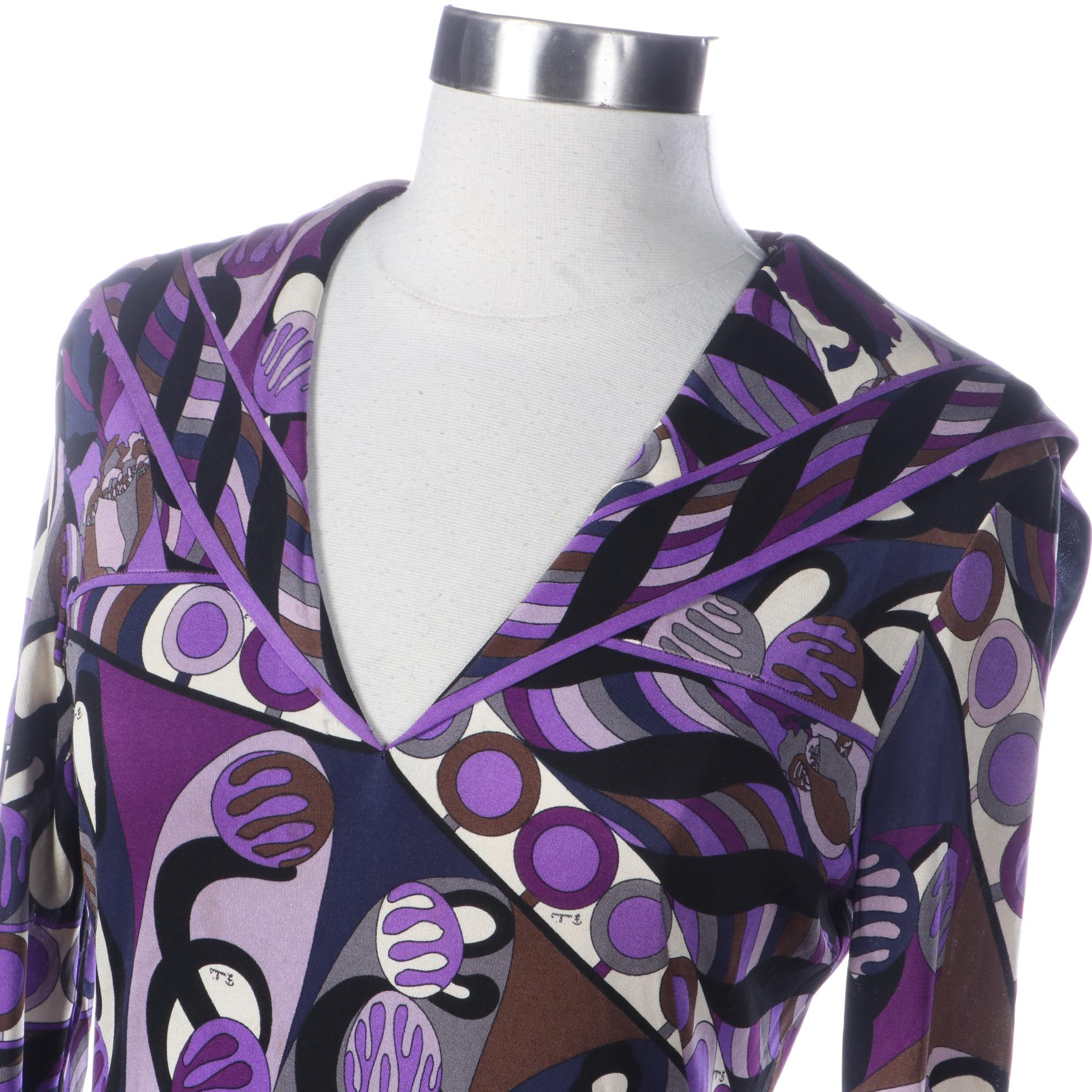 Vintage Emilio Pucci Dress with Sailor Collar in Printed Silk