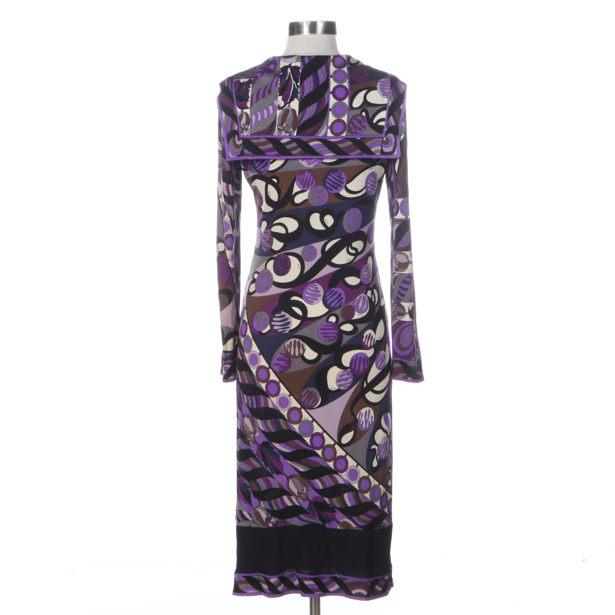 Vintage Emilio Pucci Dress with Sailor Collar in Printed Silk