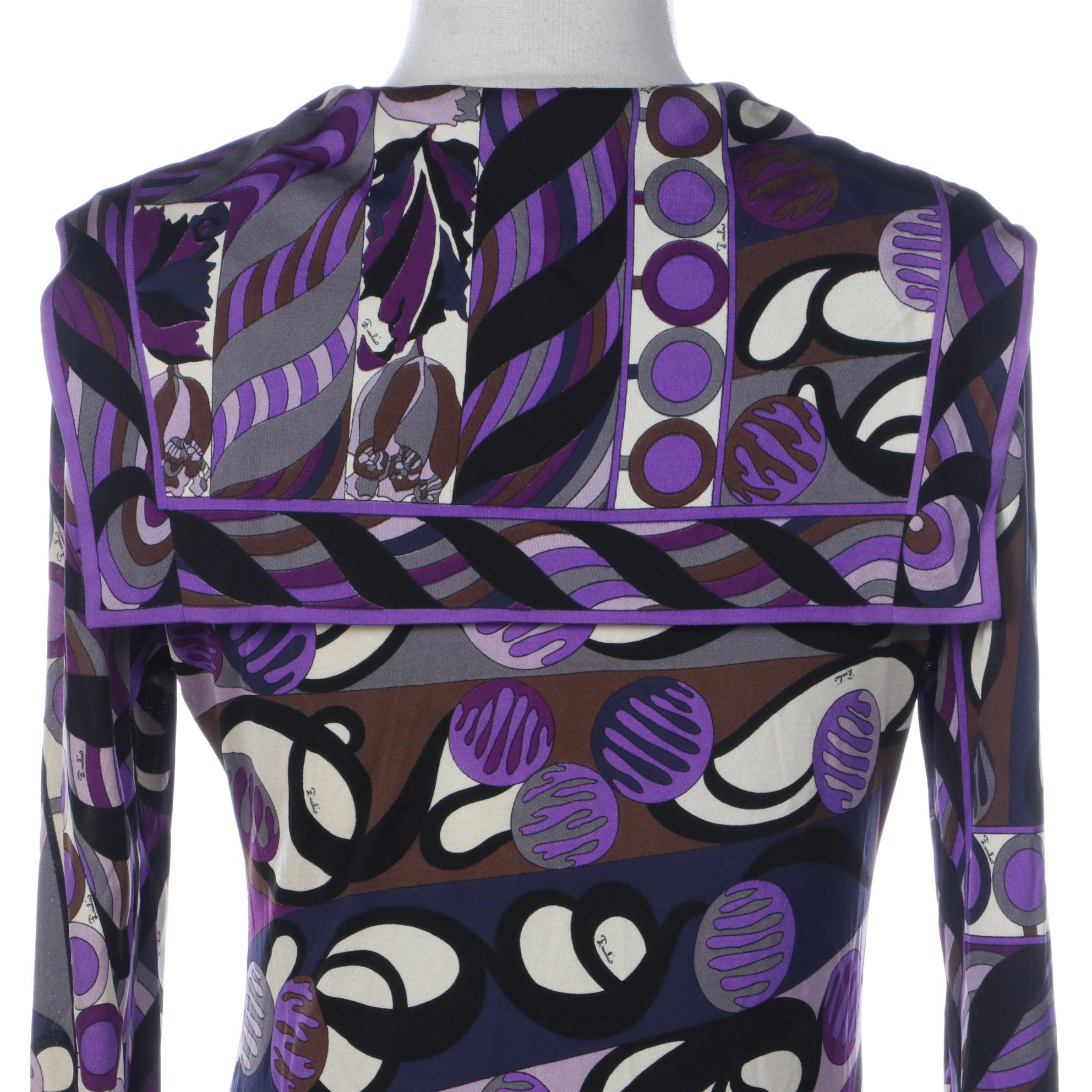 Vintage Emilio Pucci Dress with Sailor Collar in Printed Silk