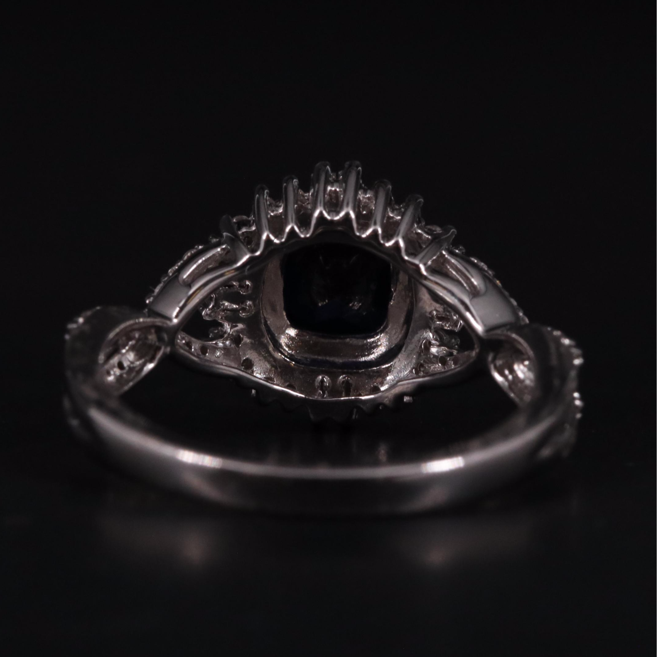 Sterling Silver Sapphire and Cubic Zirconia Ring