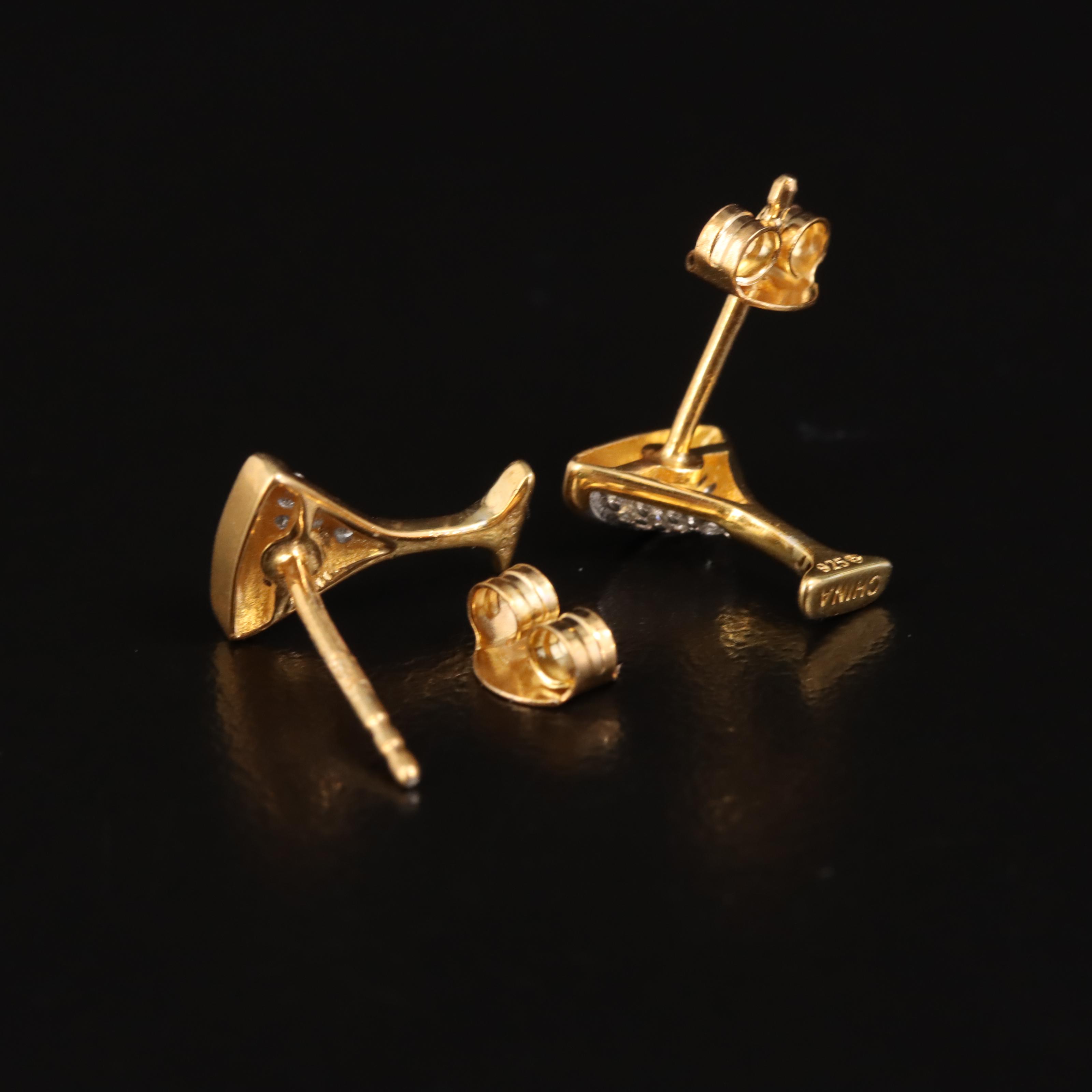 Martini Glass Diamond Stud Earrings in Sterling