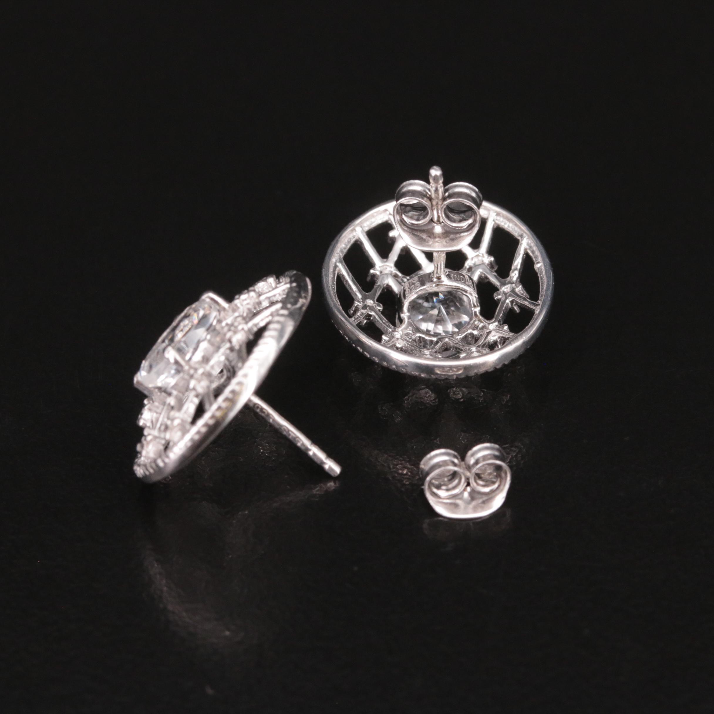 Sterling Petalite Button Earrings with lattice Details