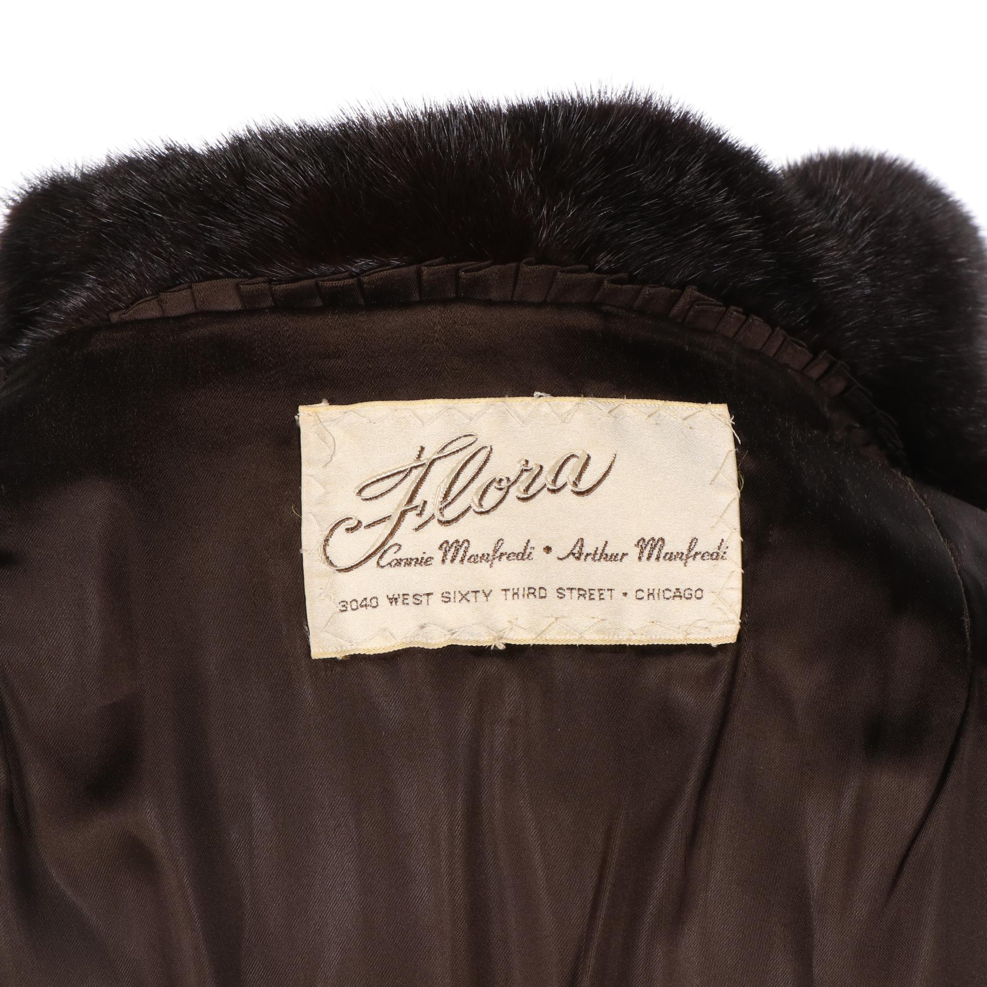Dark Ranch Brown Mink Fur Coat with Tie Belt and Notch Collar