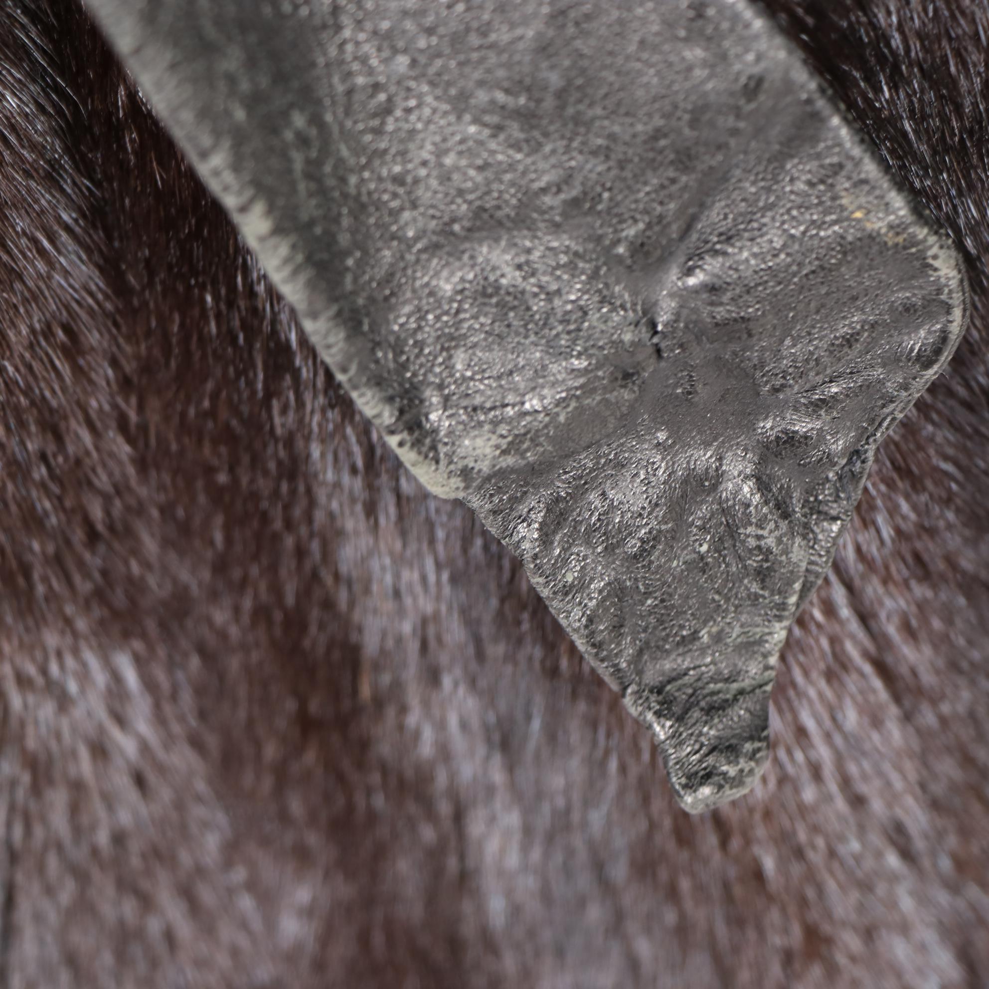 Dark Ranch Brown Mink Fur Coat with Tie Belt and Notch Collar