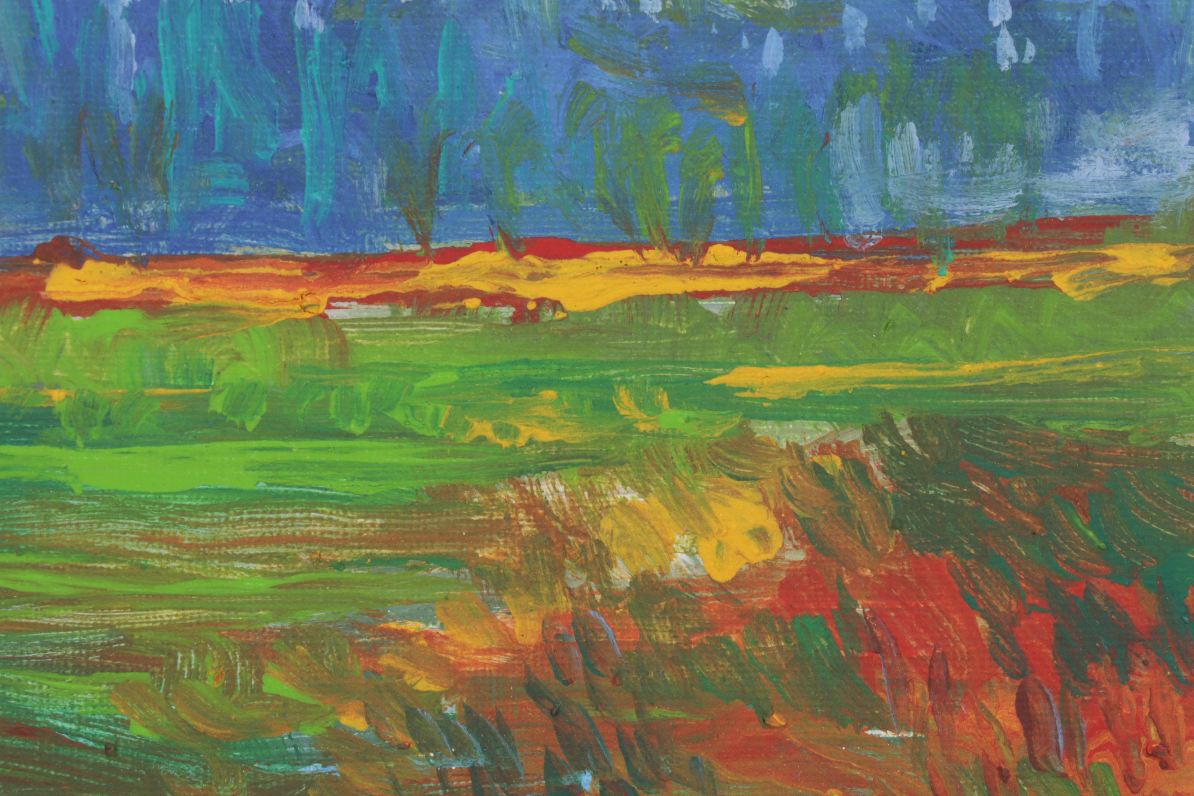 Sulmaz Radvand Oil Painting of Wildflowers in Pastoral Field, 2022