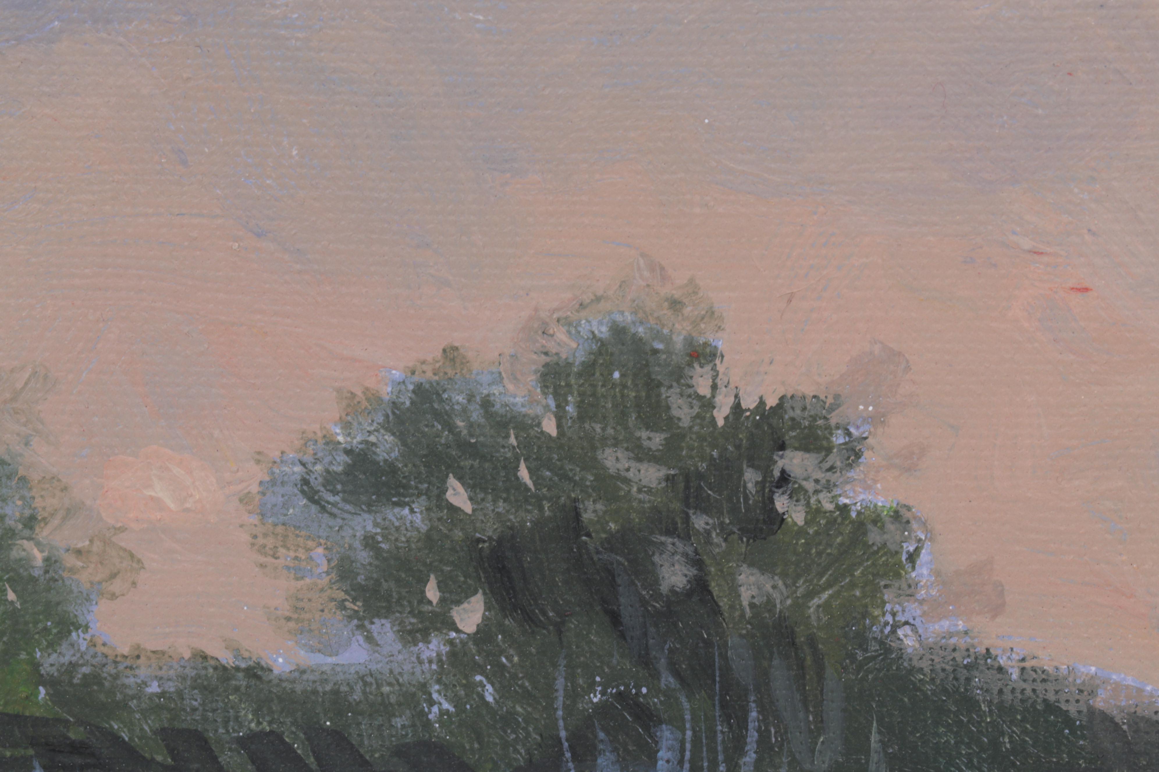 Sulmaz Radvand Oil Painting of Rowboat on Lake at Dusk, 2022