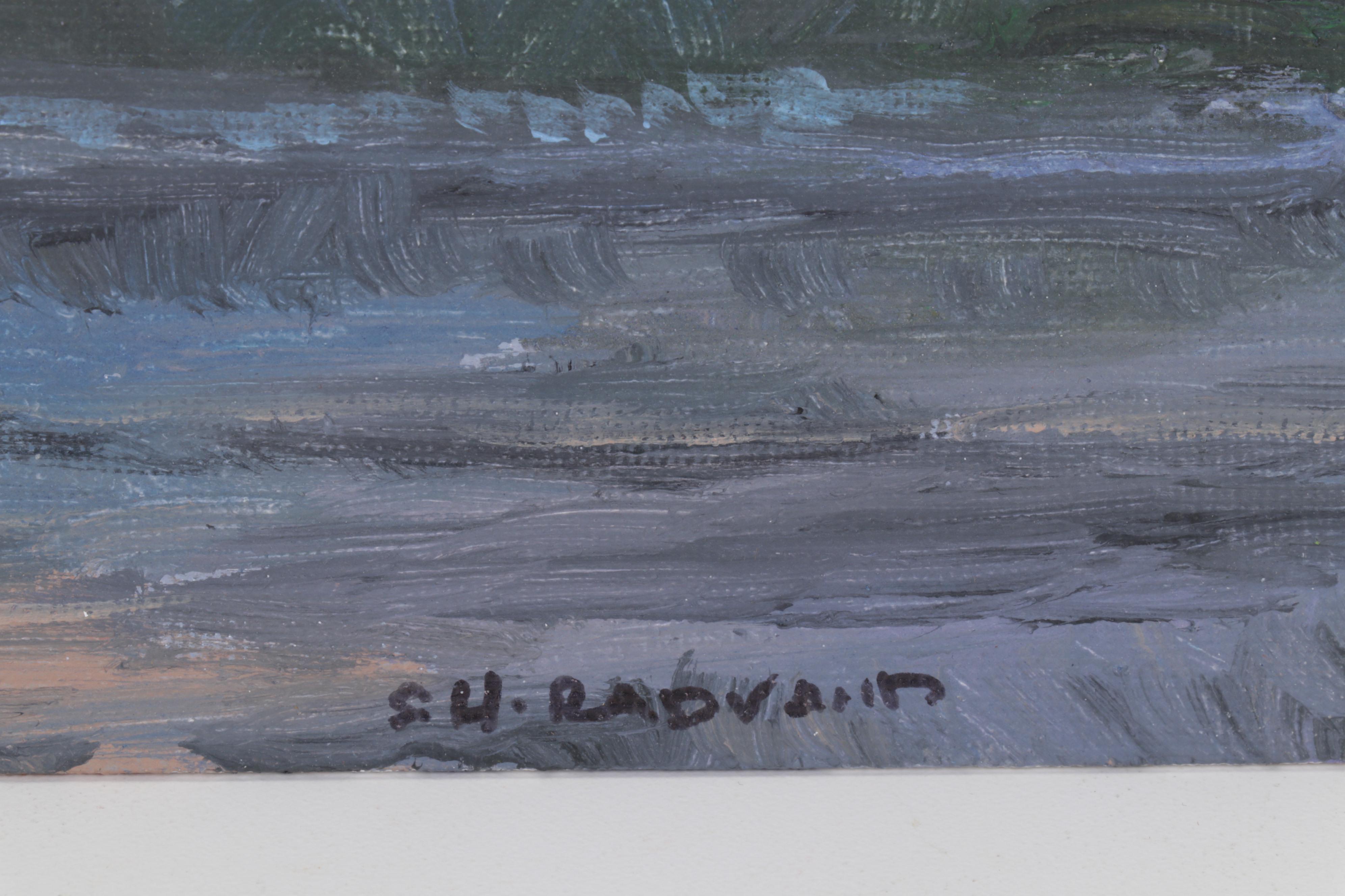 Sulmaz Radvand Oil Painting of Rowboat on Lake at Dusk, 2022