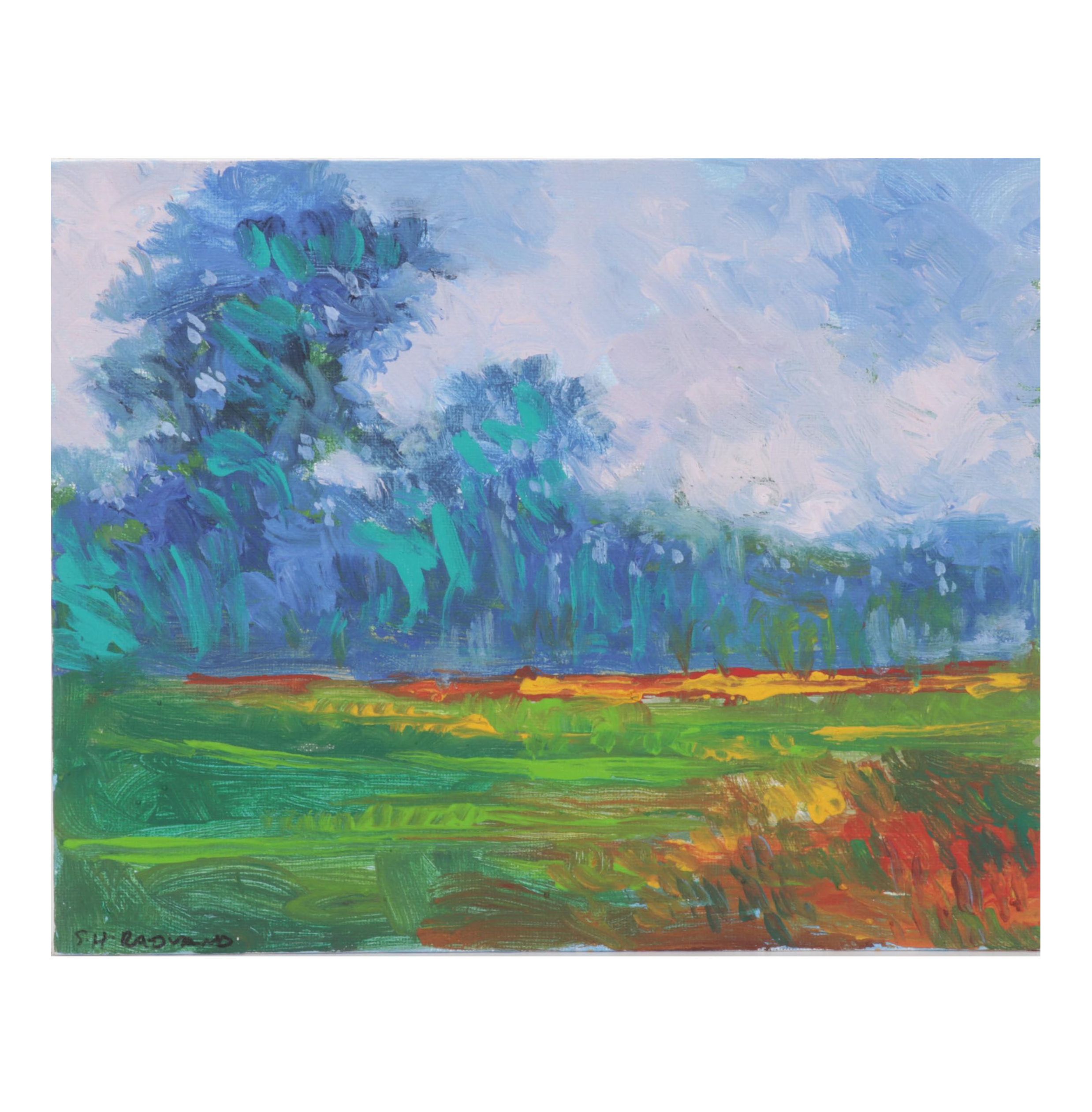 Sulmaz Radvand Oil Painting of Wildflowers in Pastoral Field, 2022