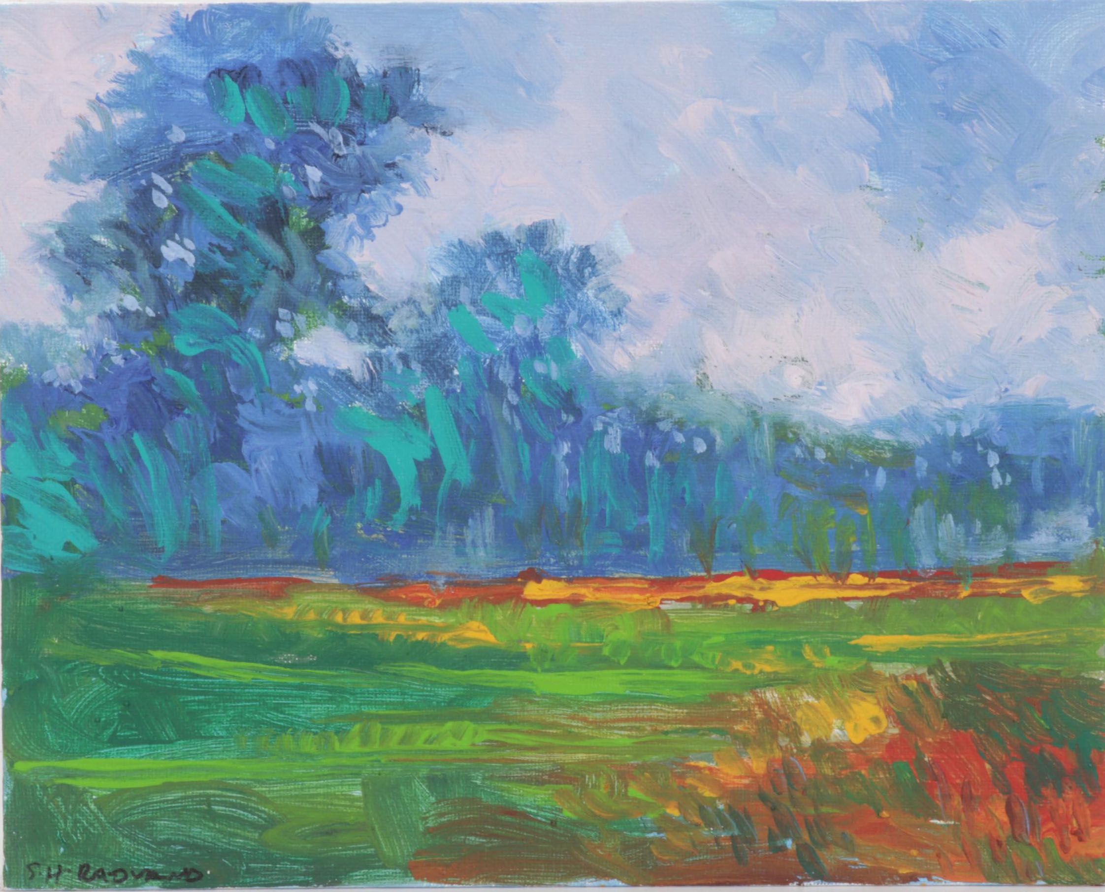 Sulmaz Radvand Oil Painting of Wildflowers in Pastoral Field, 2022