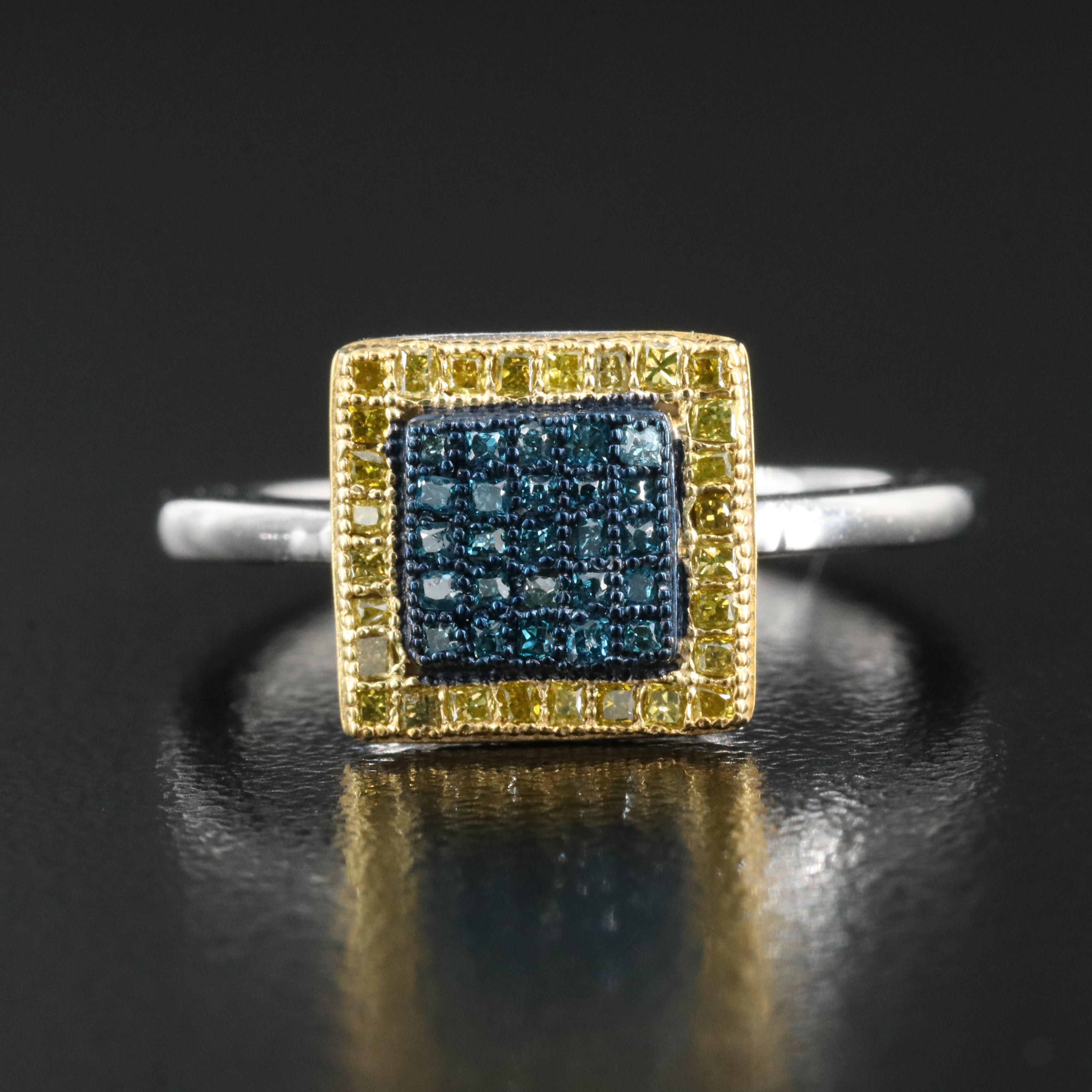 Sterling Diamond Halo Ring