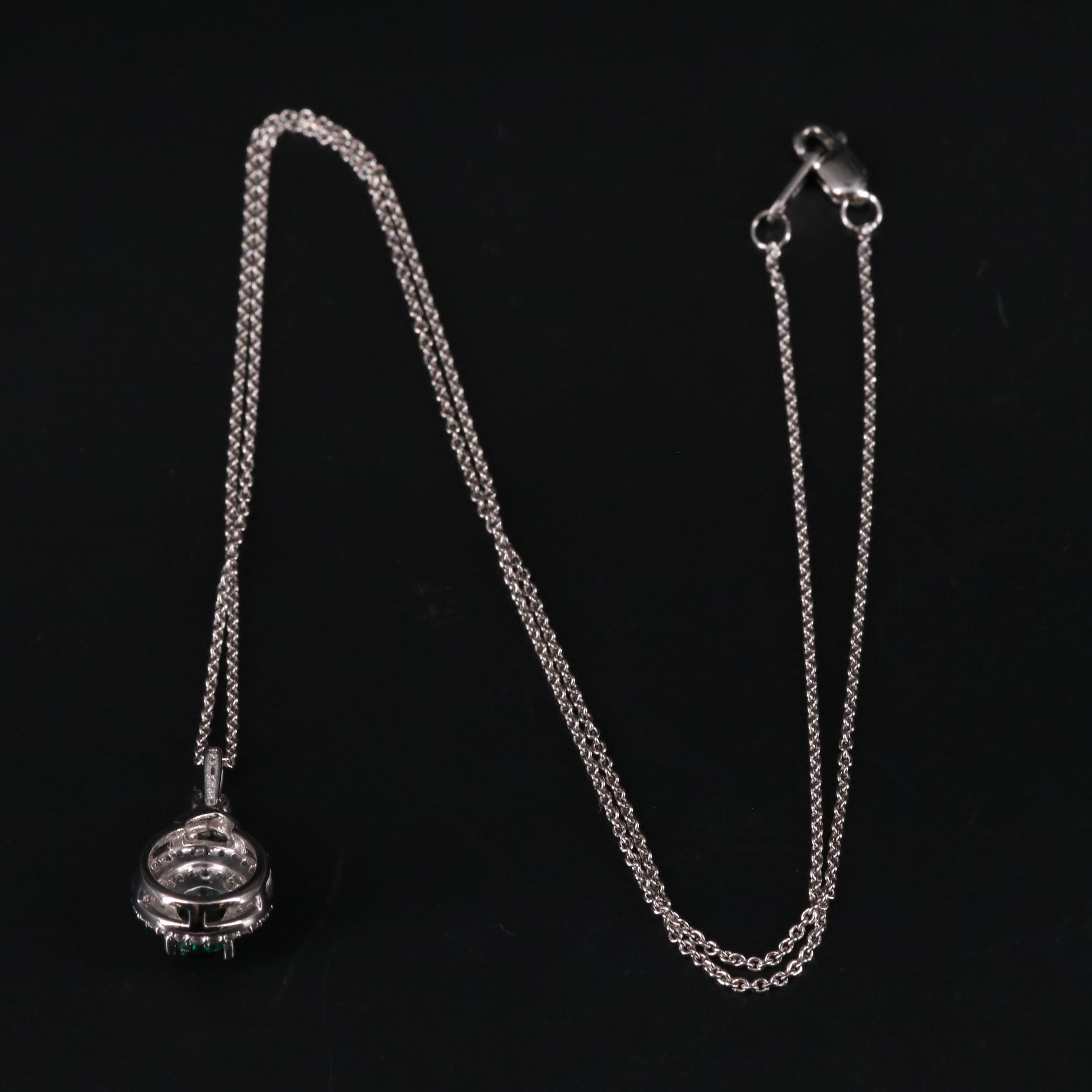 Sterling Silver Emerald and Sapphire Pendant Necklace