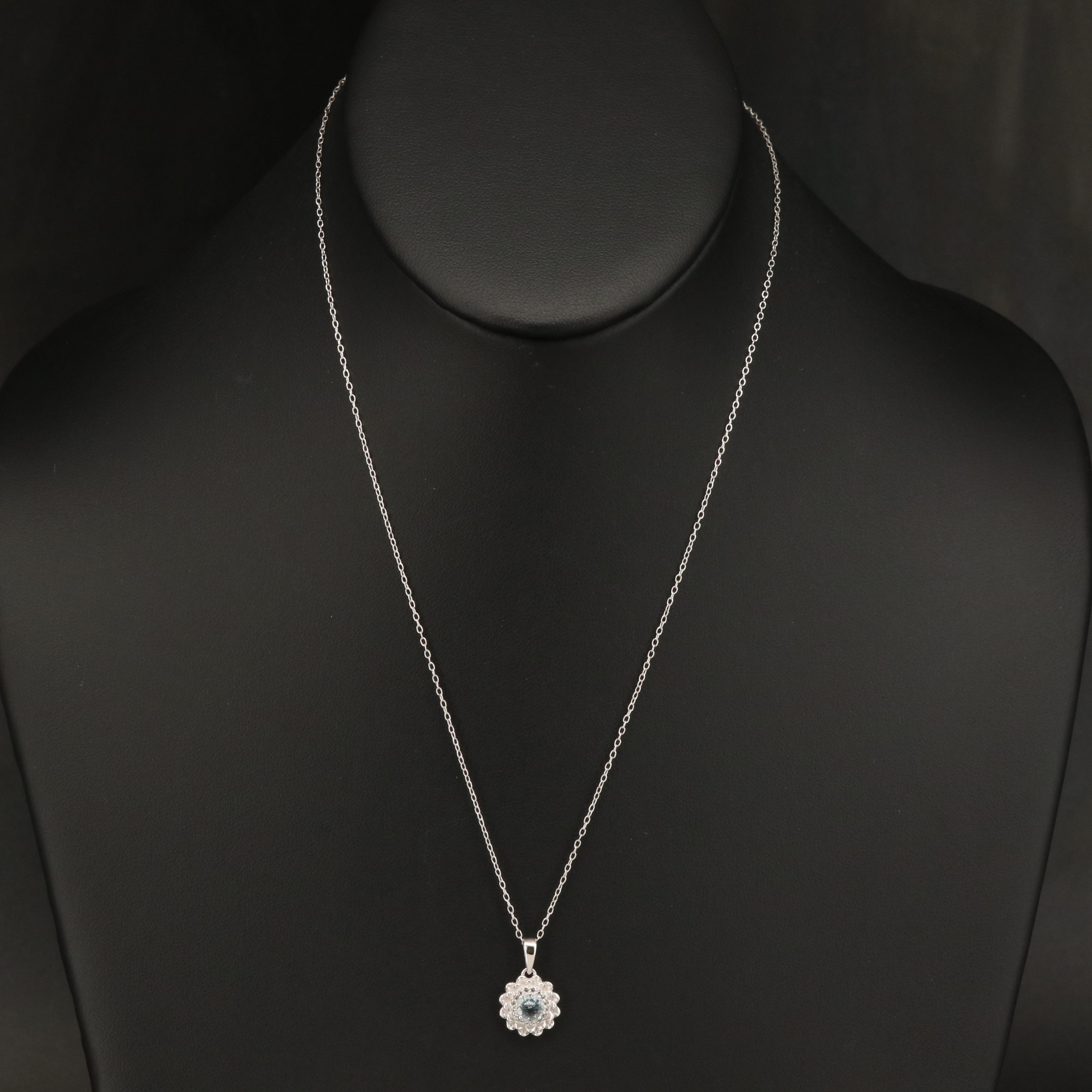 Sterling Aquamarine and Topaz Pendant Necklace