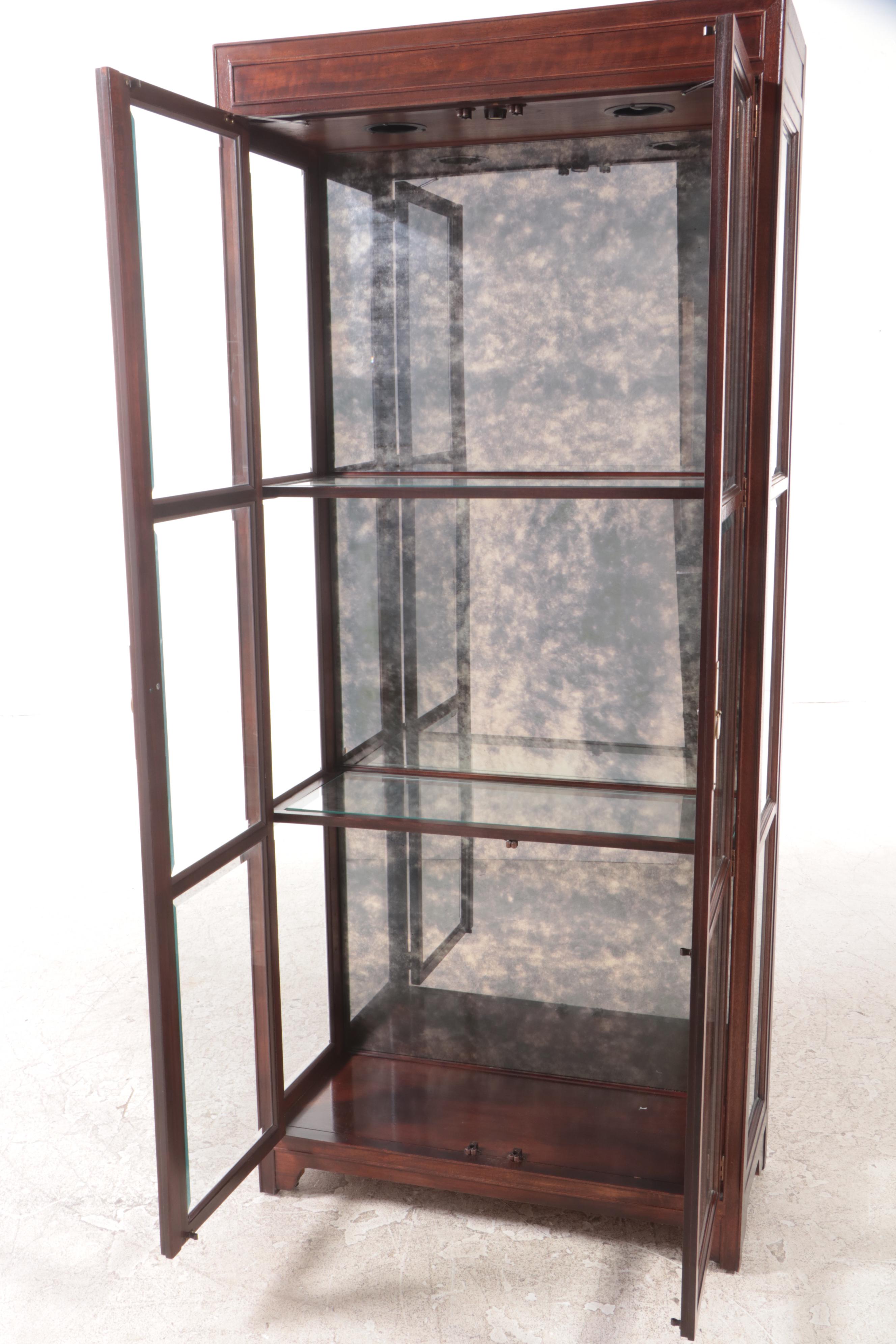 Chinese Style Walnut Display Cabinet, Mid to Late 20th Century