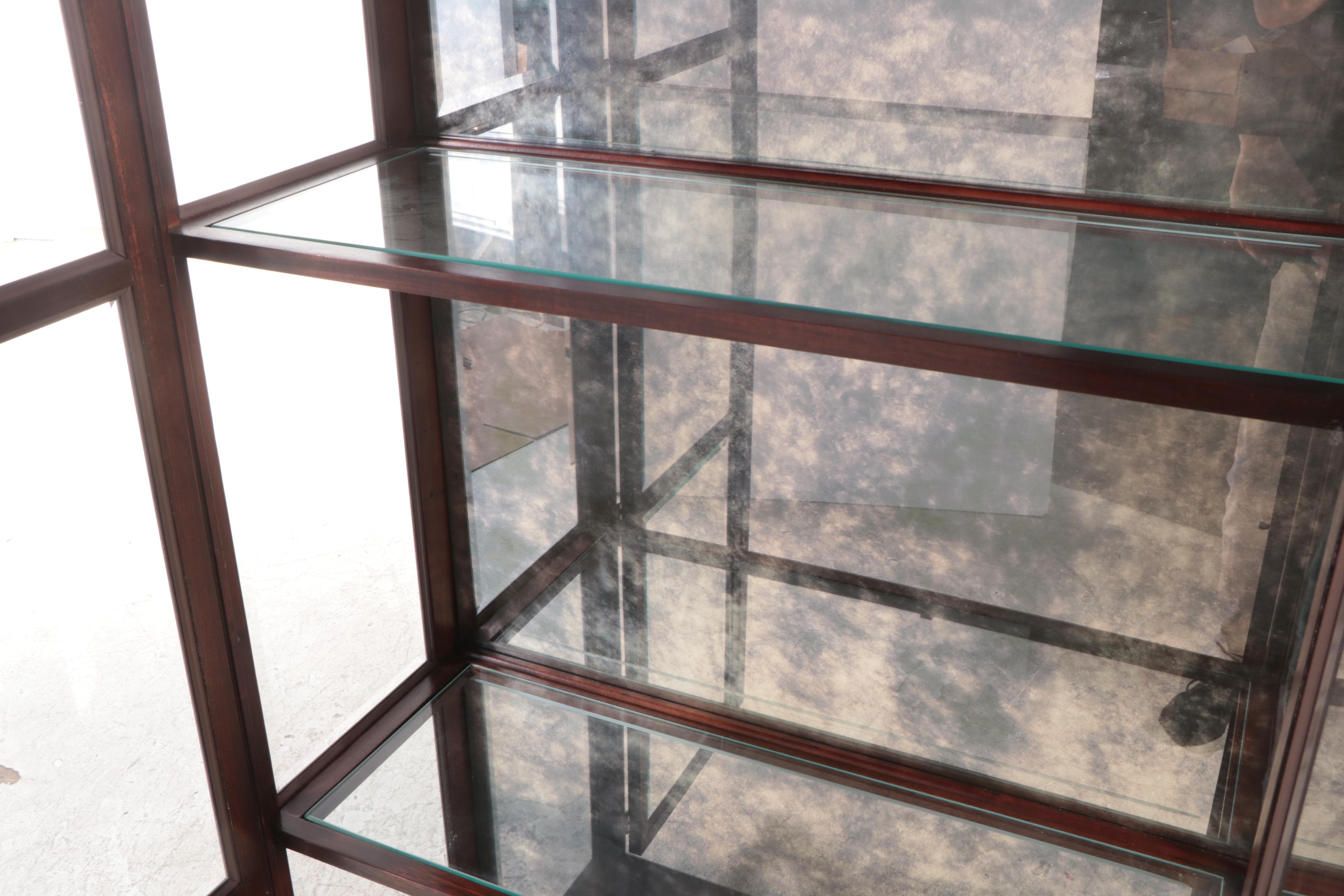 Chinese Style Walnut Display Cabinet, Mid to Late 20th Century