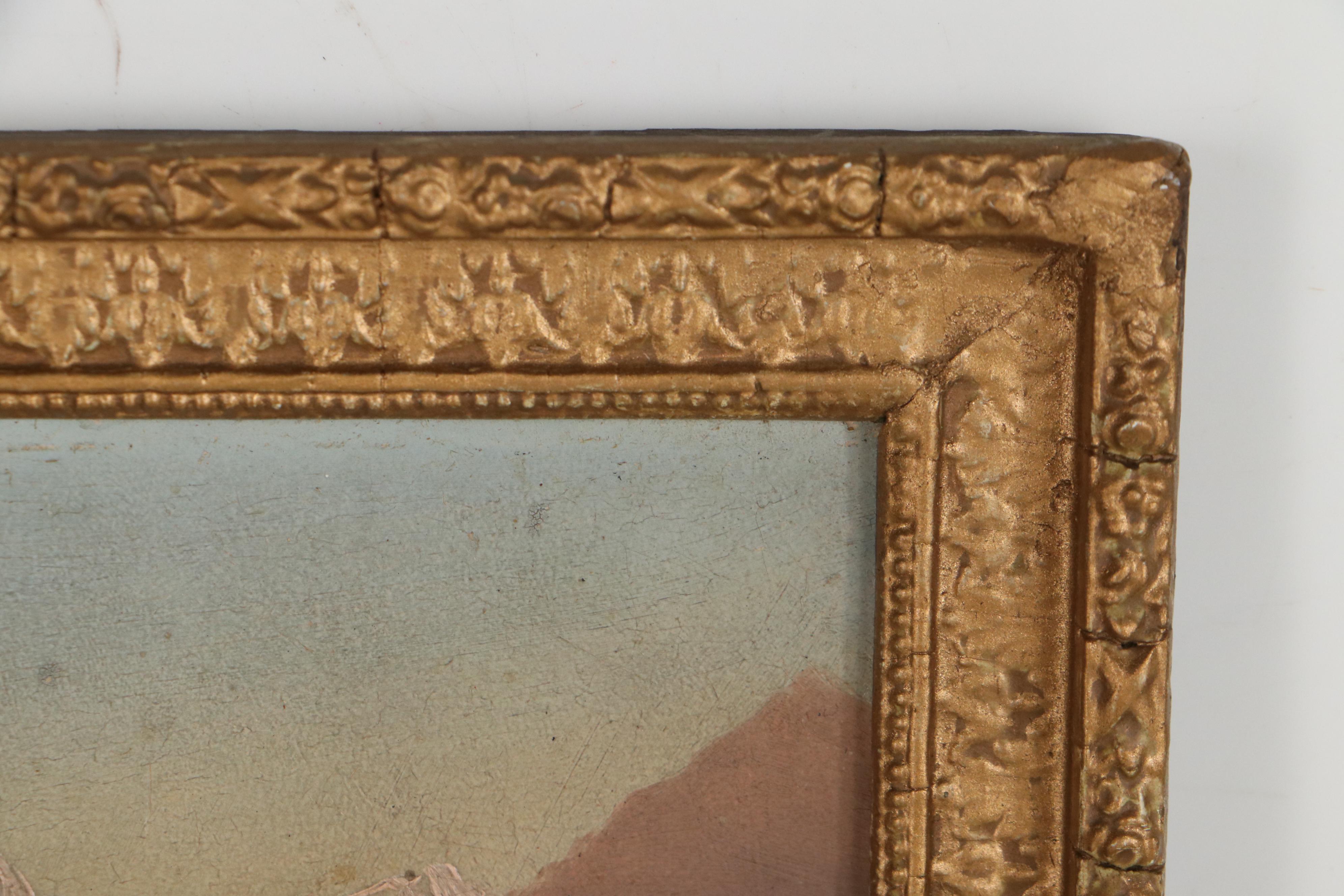 Swiss Lake Landscape Oil Painting, 19th Century