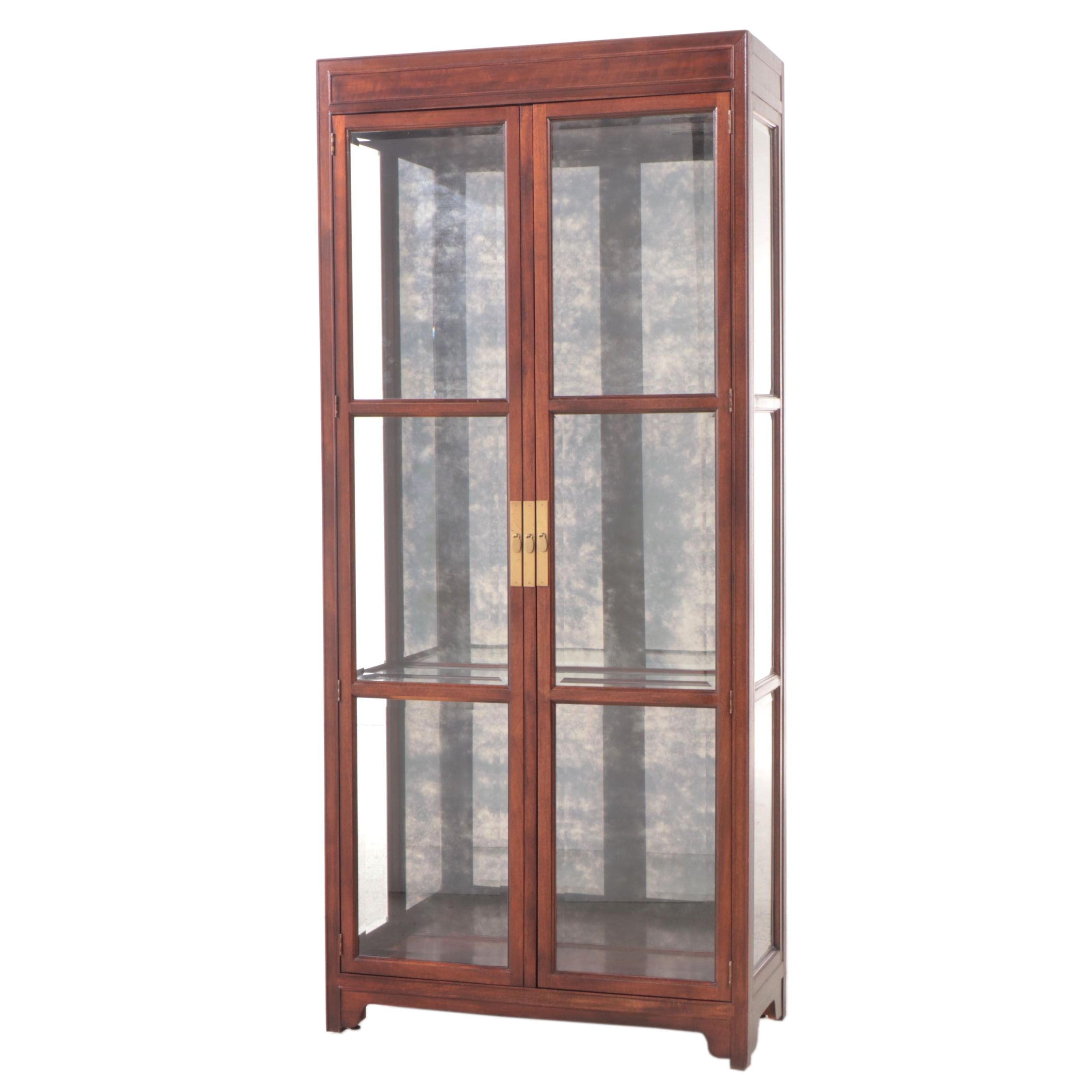 Chinese Style Walnut Display Cabinet, Mid to Late 20th Century