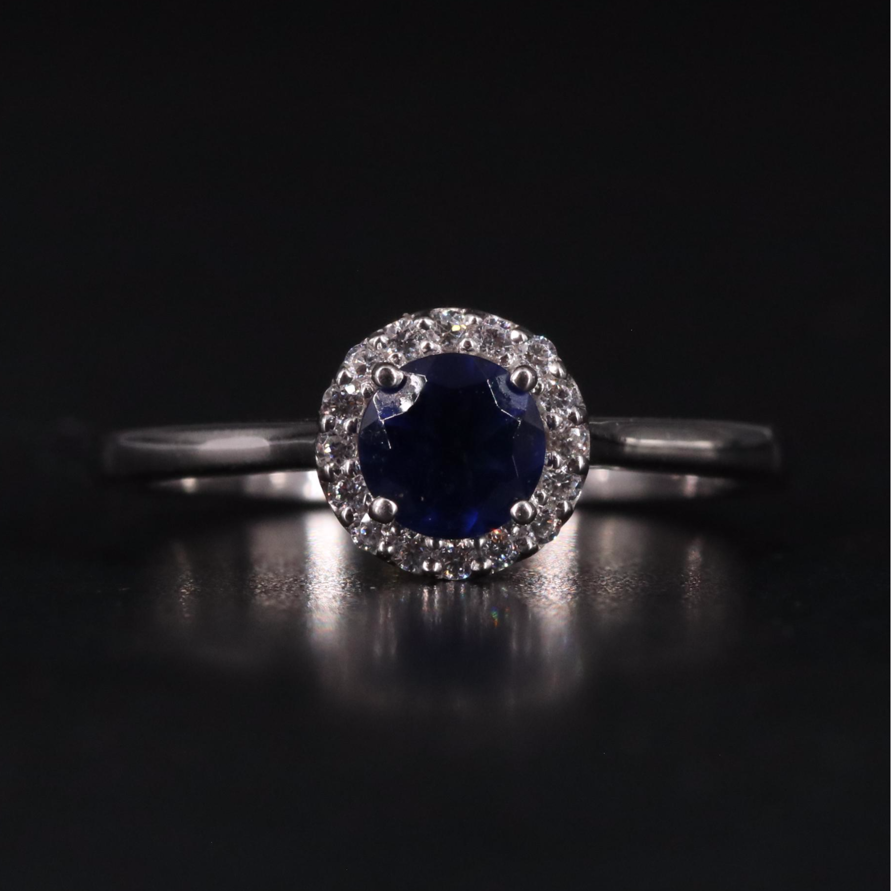 Sterling Silver Glass and Cubic Zirconia Ring