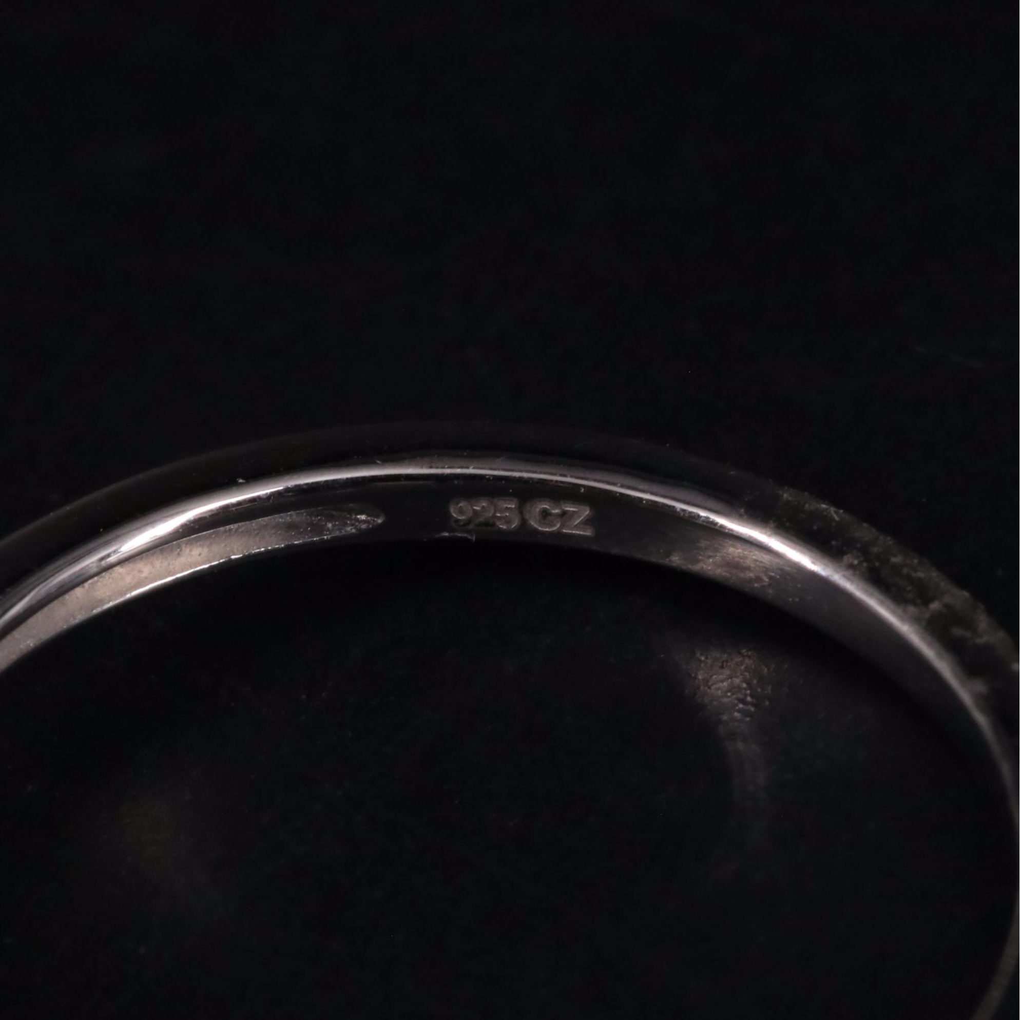 Sterling Silver Glass and Cubic Zirconia Ring