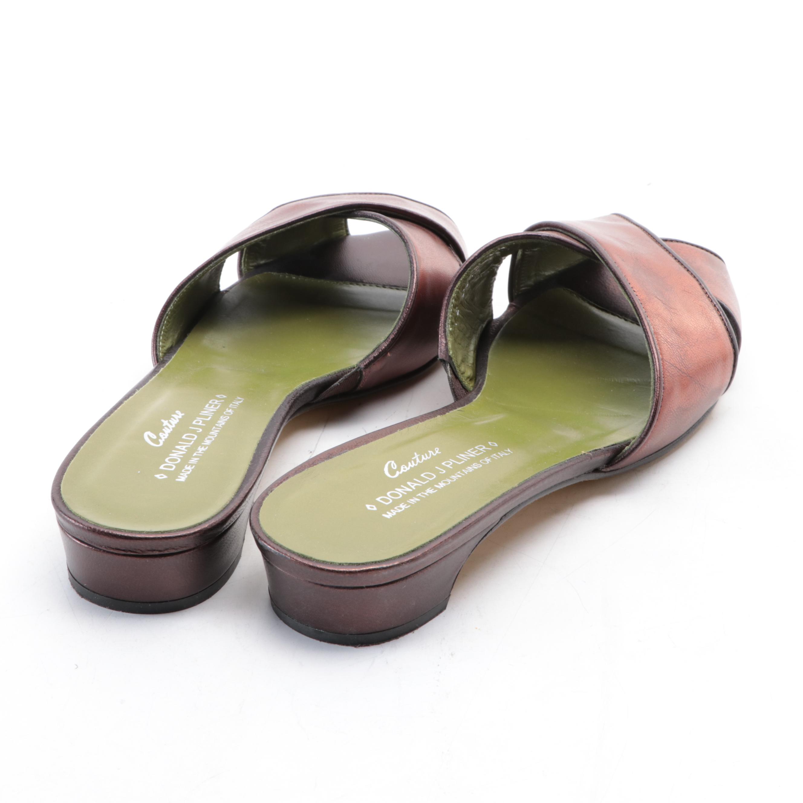 Donald J. Pliner and Stuart Weitzman Low Sandals in Leather and Textile