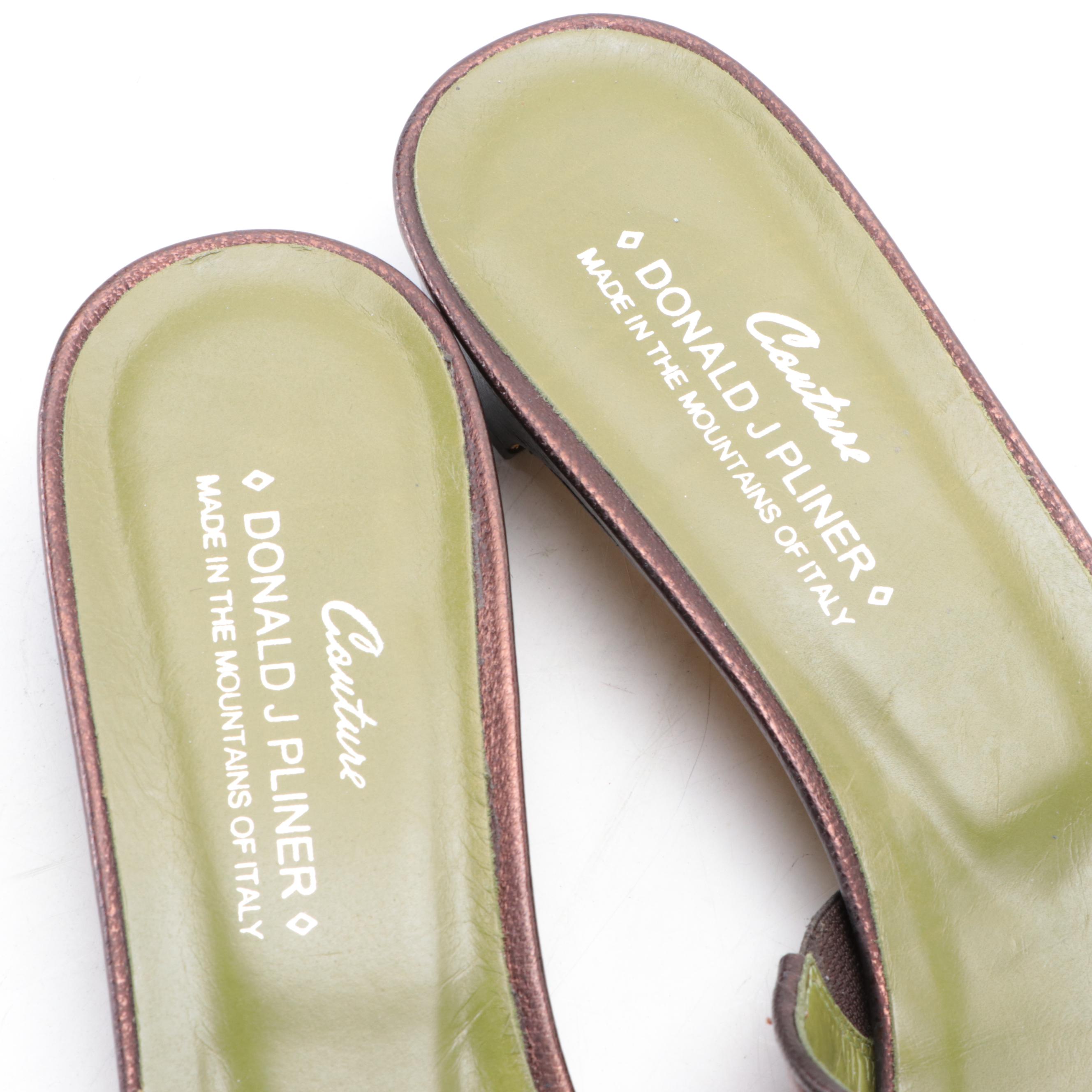 Donald J. Pliner and Stuart Weitzman Low Sandals in Leather and Textile