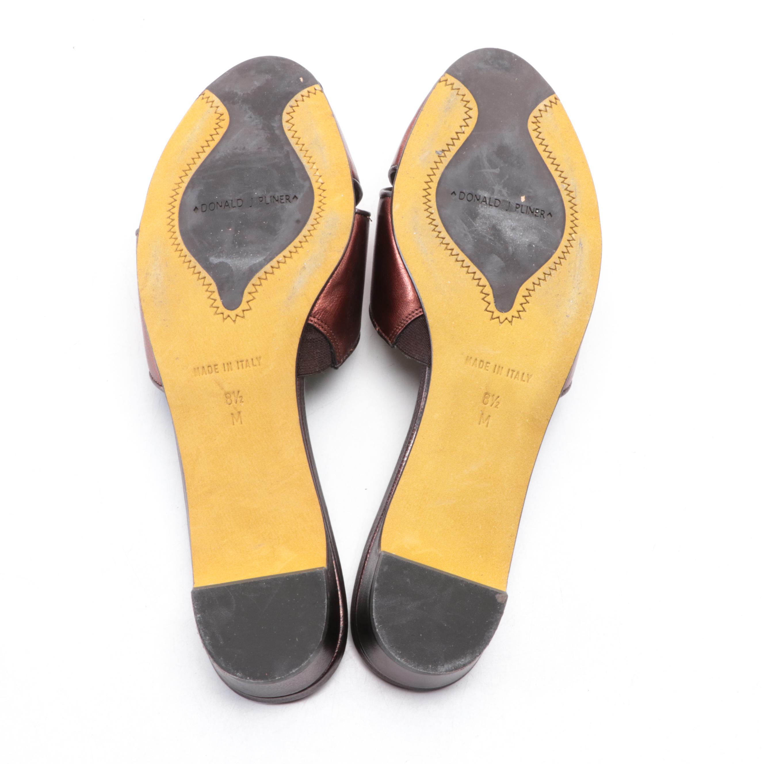 Donald J. Pliner and Stuart Weitzman Low Sandals in Leather and Textile