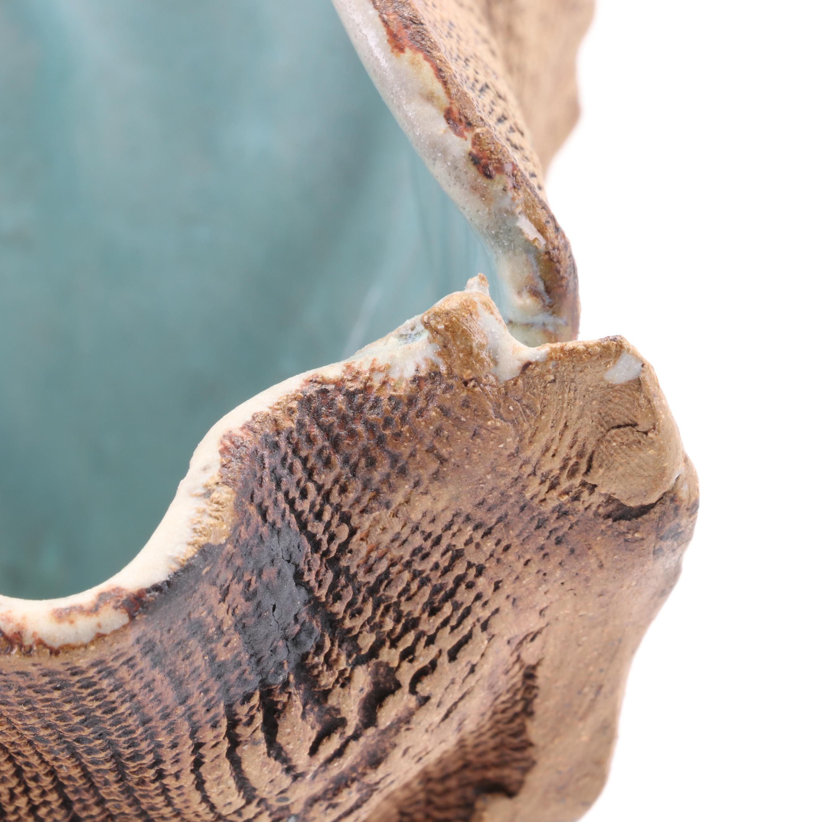 Artist Signed Studio Pottery Textured Ceramic Vase, 2000