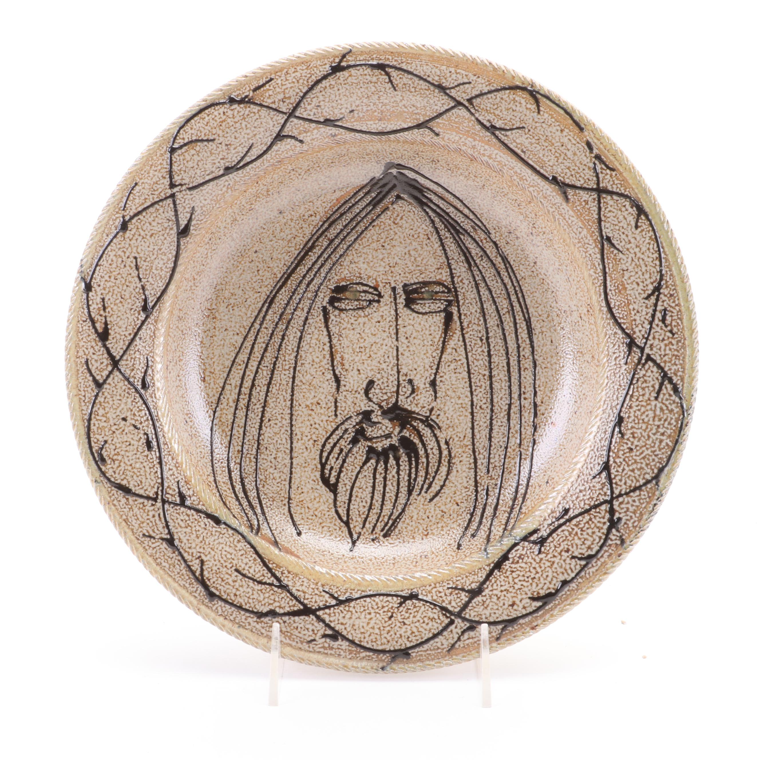 Rock Hard Stoneware Salt Glazed Wall Hanging Bowl, 1996