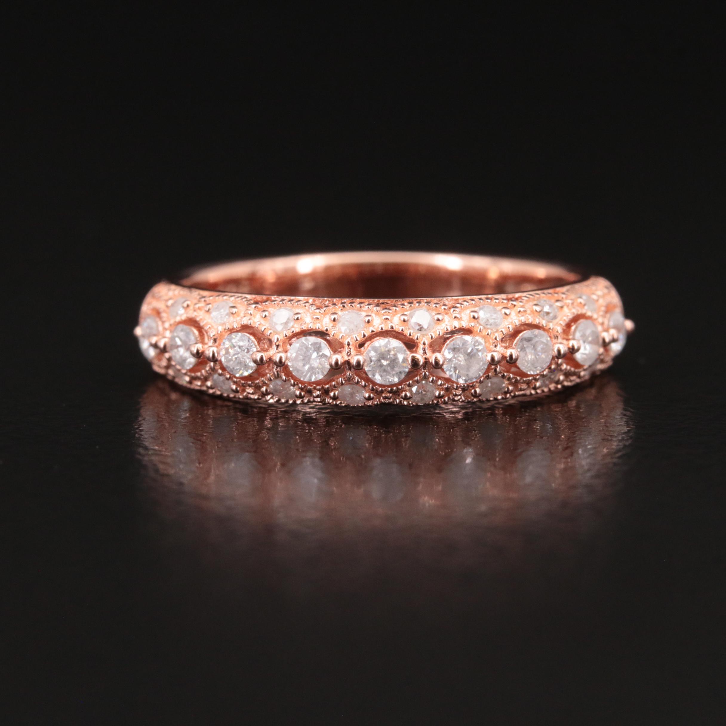 Sterling Diamond Ring with Milgrain Accents