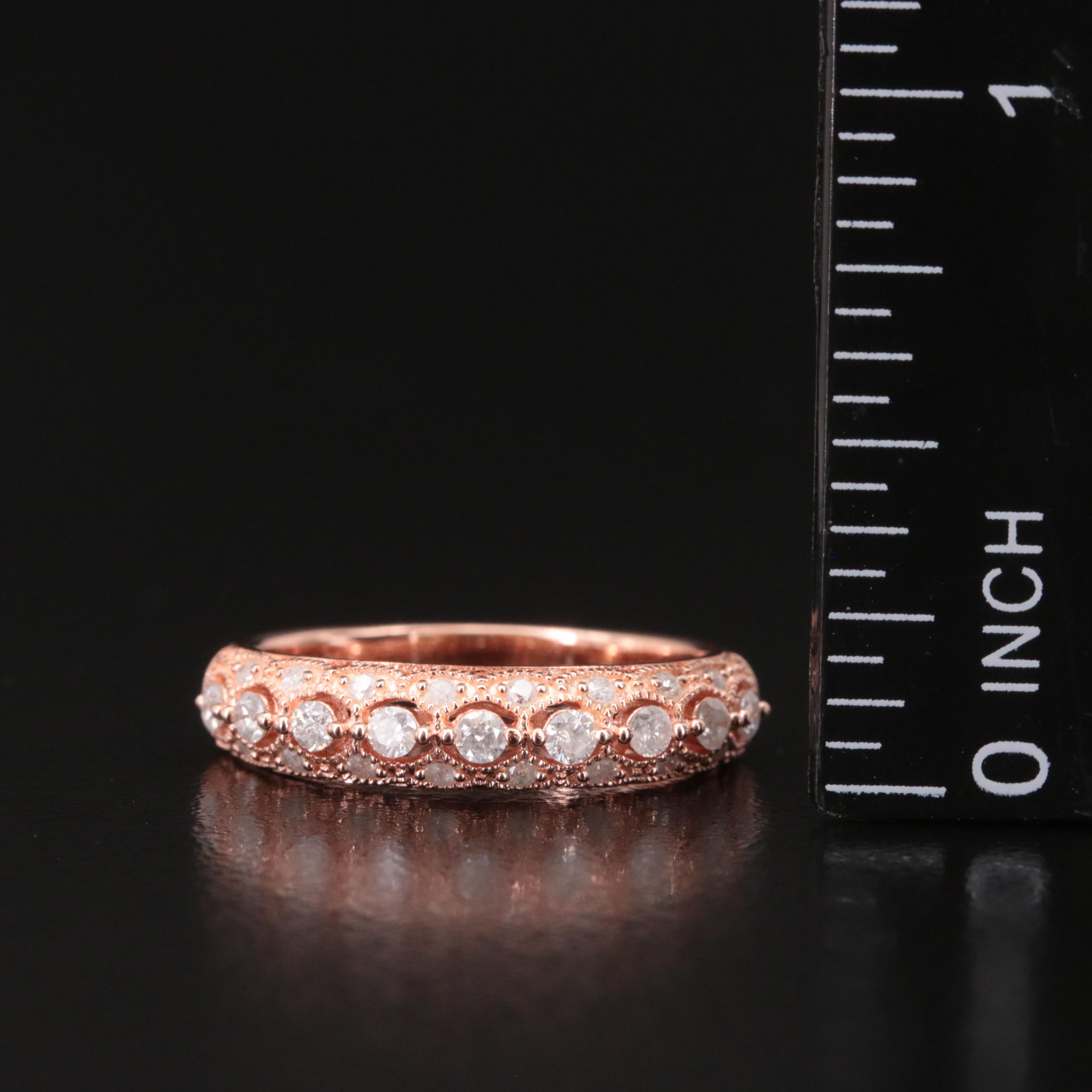 Sterling Diamond Ring with Milgrain Accents