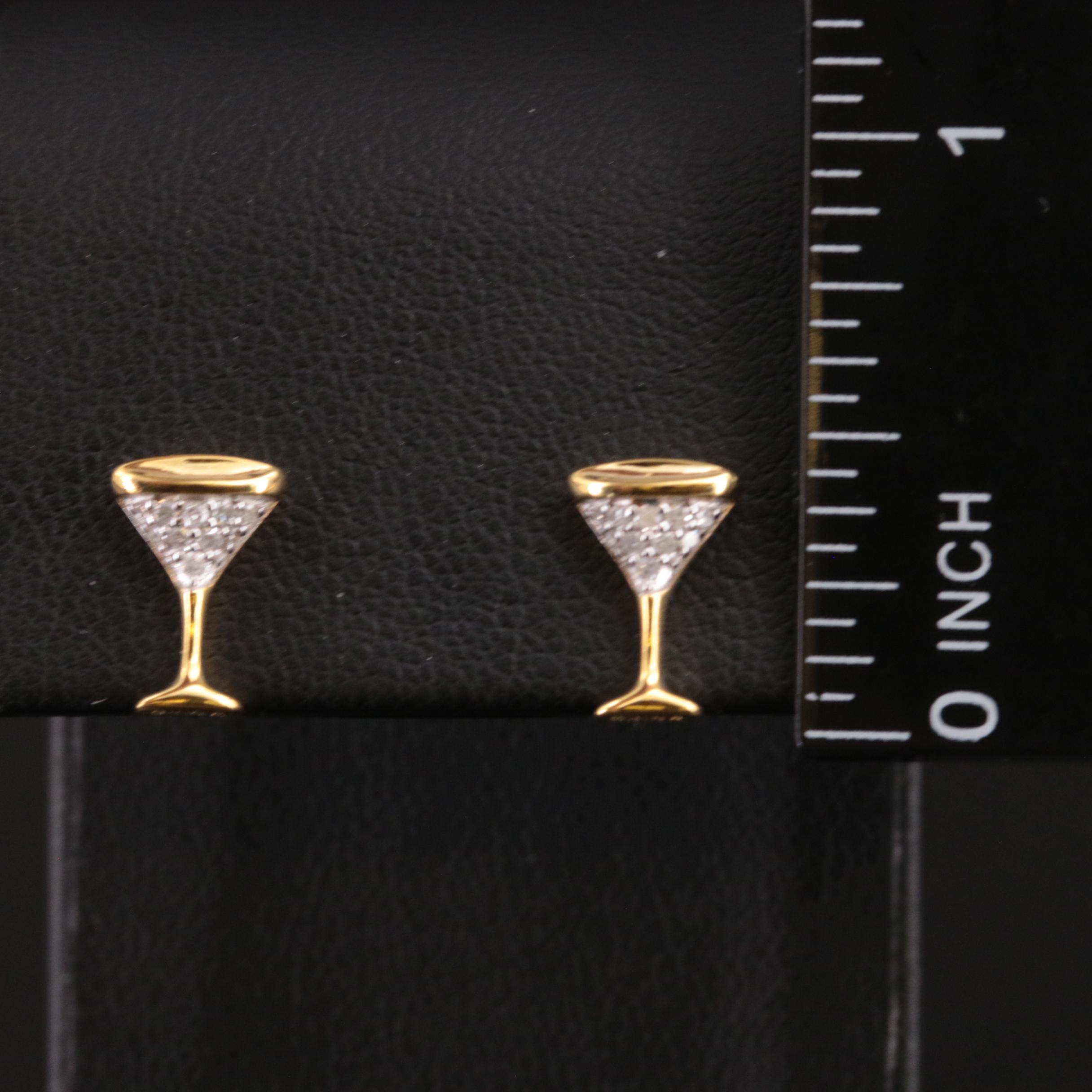 Sterling and Diamond Martini Glass Drop Earrings