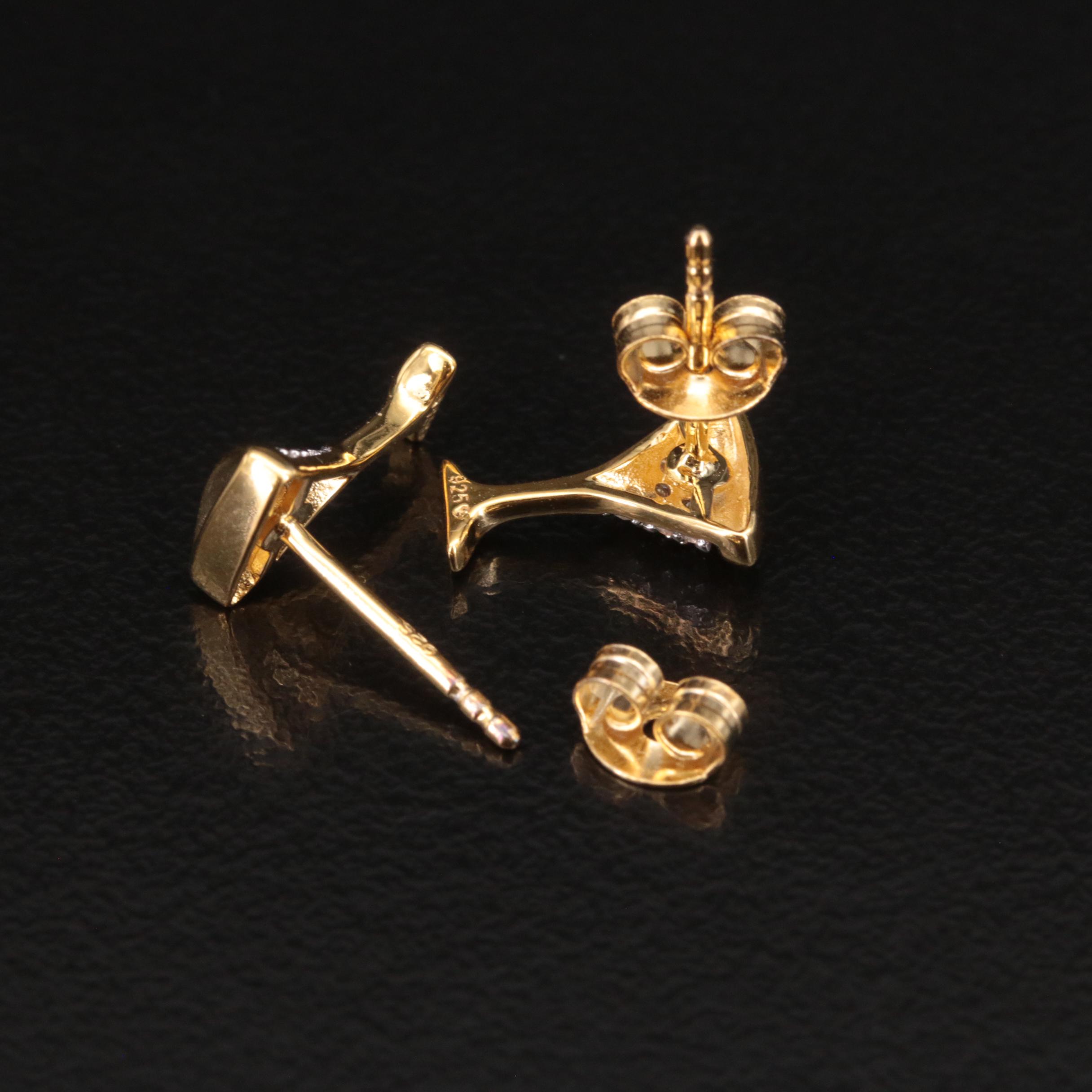 Sterling and Diamond Martini Glass Drop Earrings