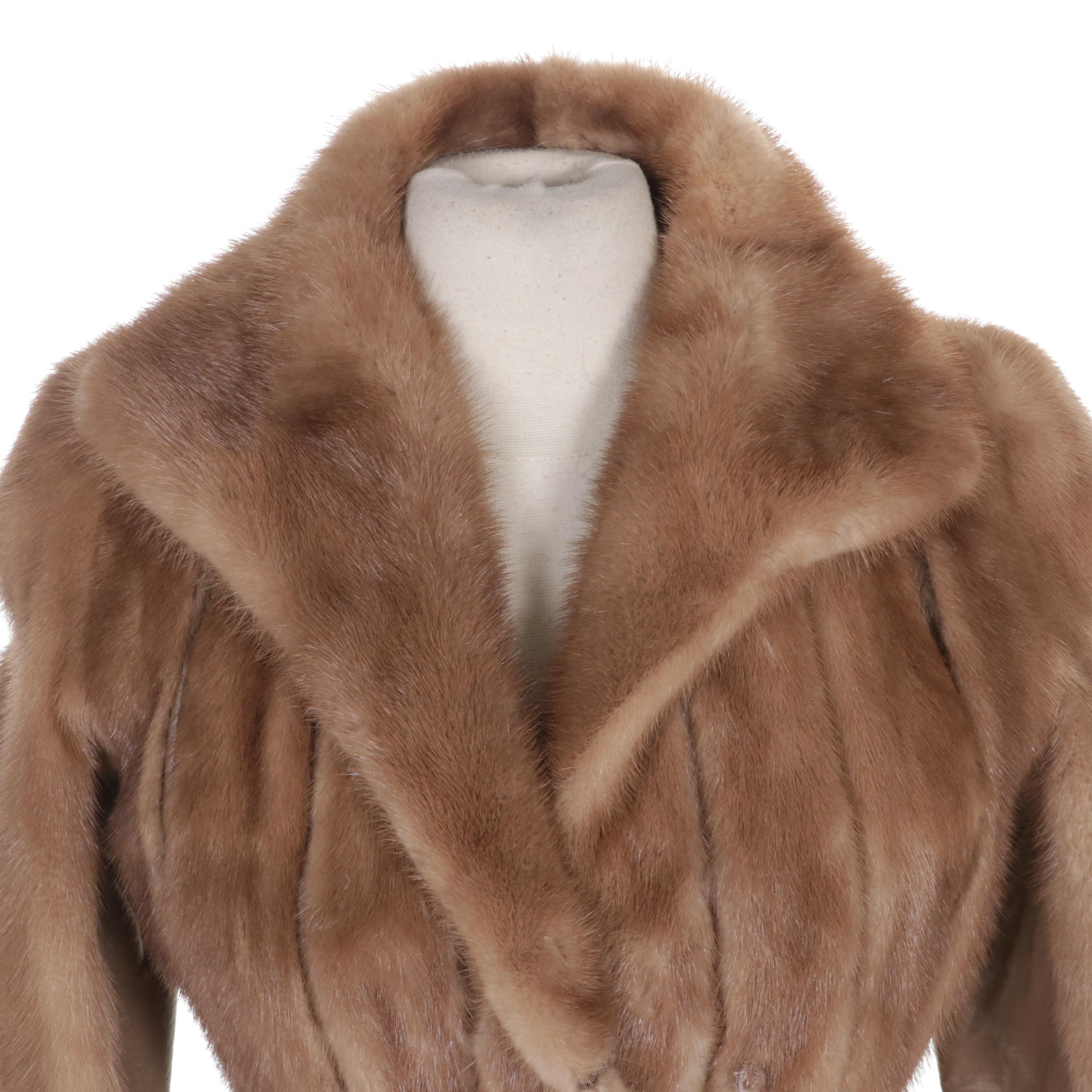 Mink Fur Wrap Coat with Tie Belt