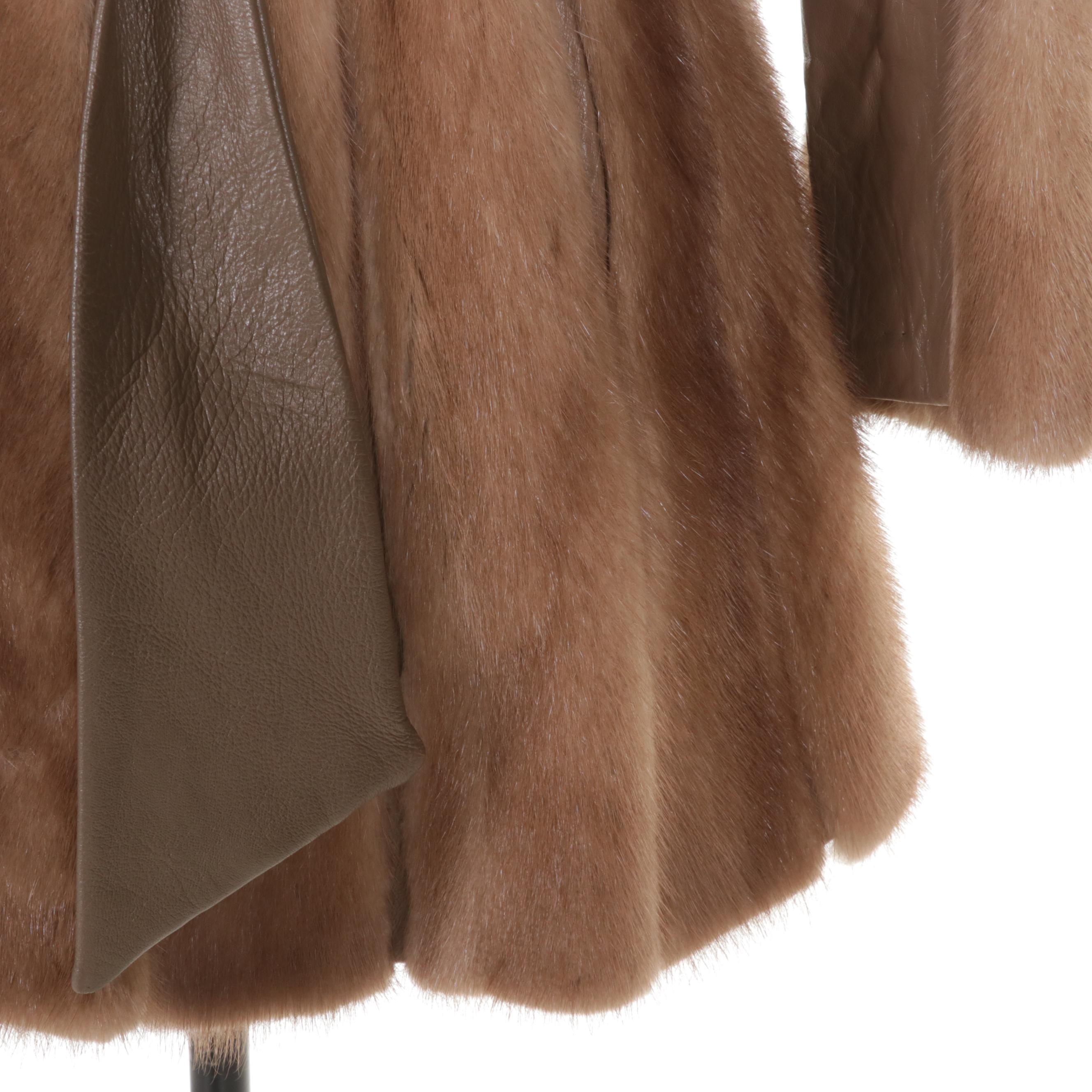 Mink Fur Wrap Coat with Tie Belt
