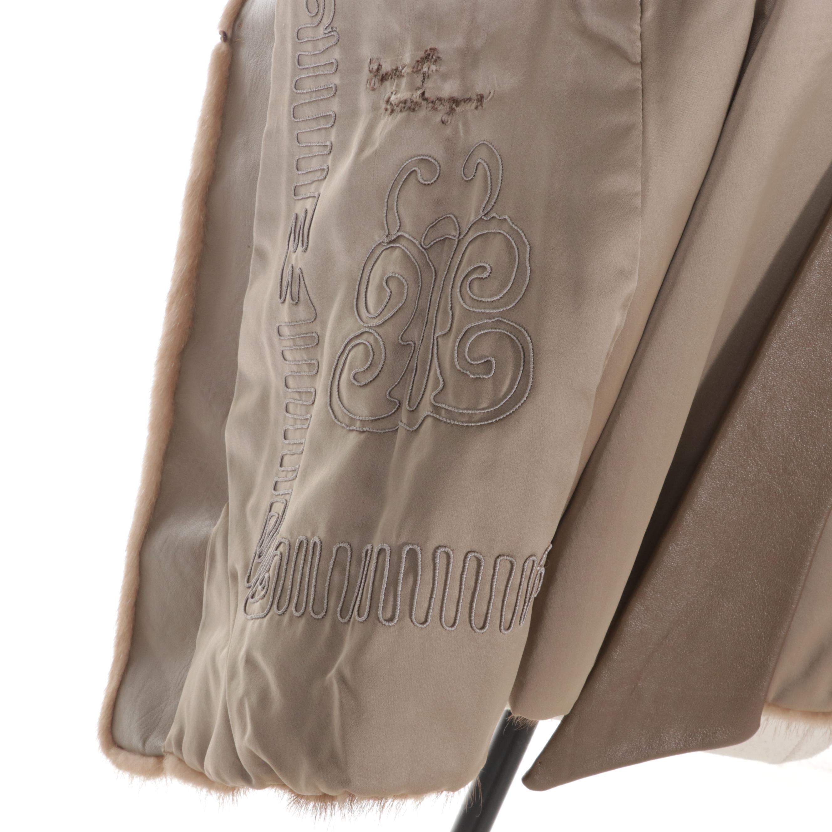 Mink Fur Wrap Coat with Tie Belt