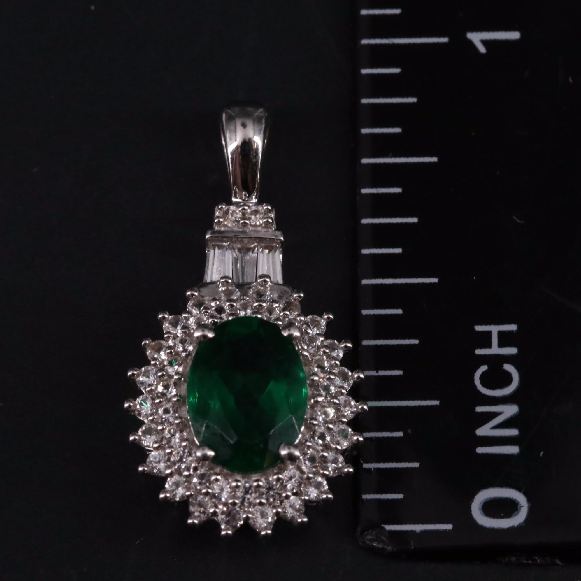 Sterling Silver Emerald and Sapphire Pendant