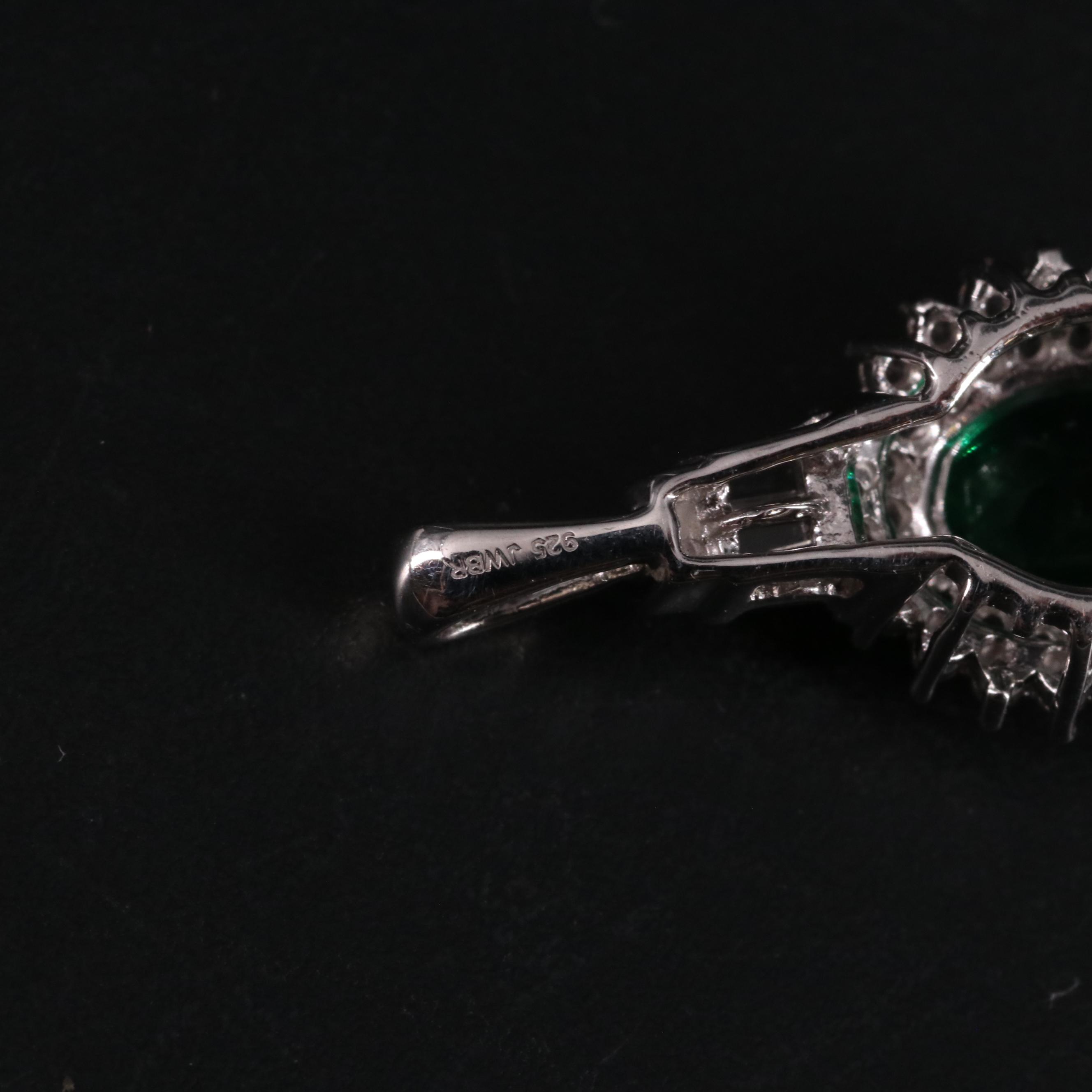 Sterling Silver Emerald and Sapphire Pendant