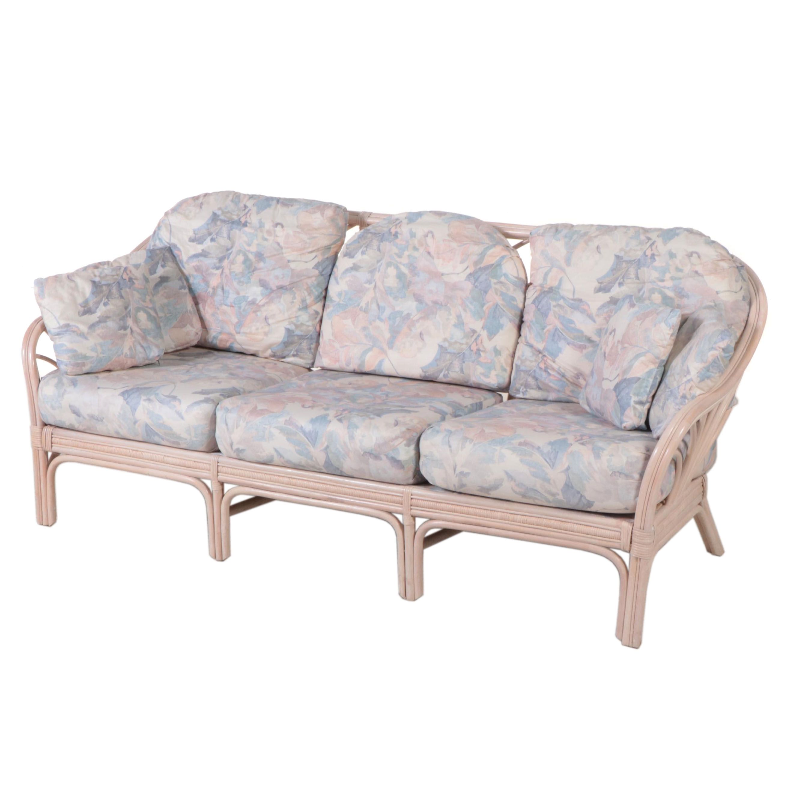 Ayers Furniture Cerused Rattan Patio Sofa