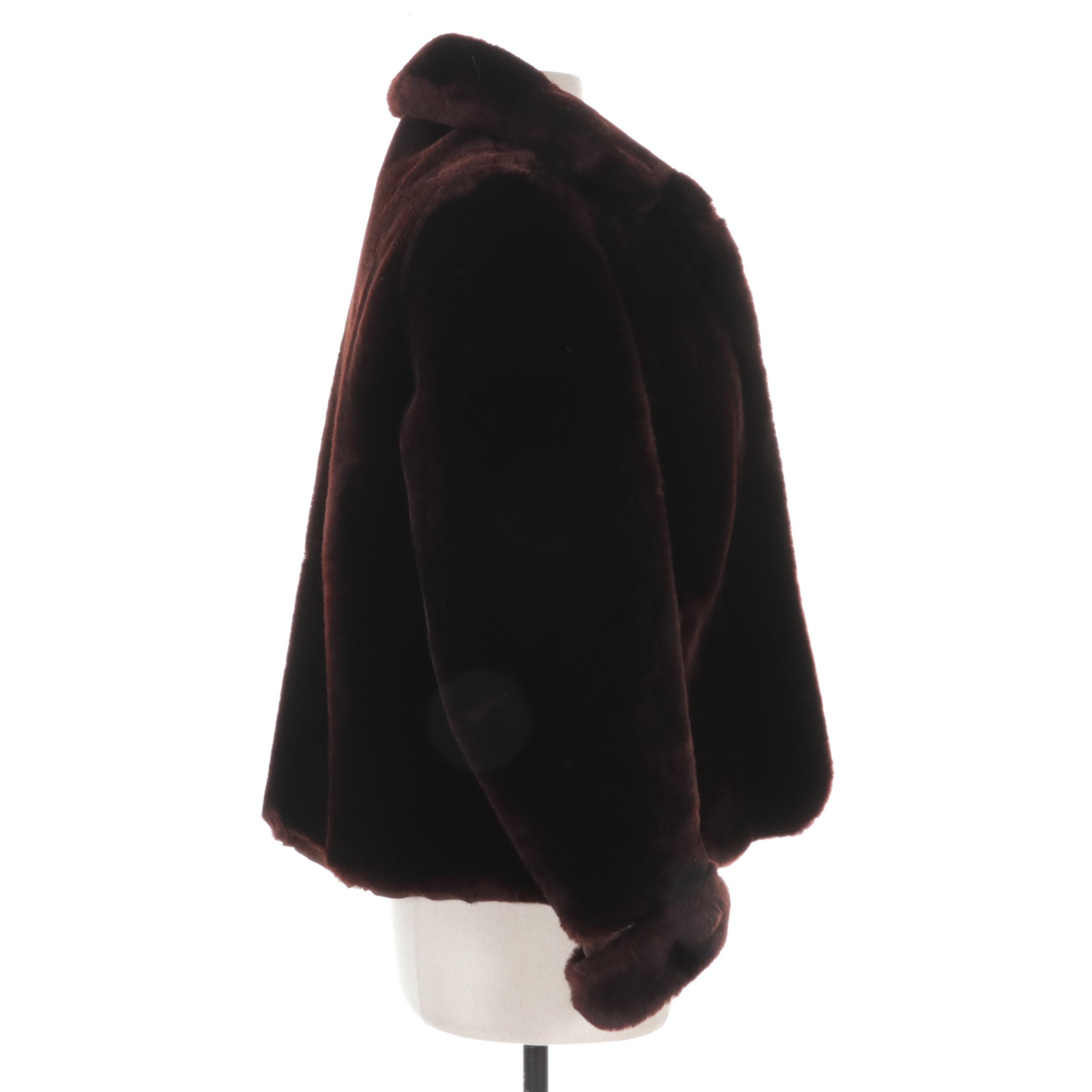 Mouton Fur Jacket with Cuffed Sleeves