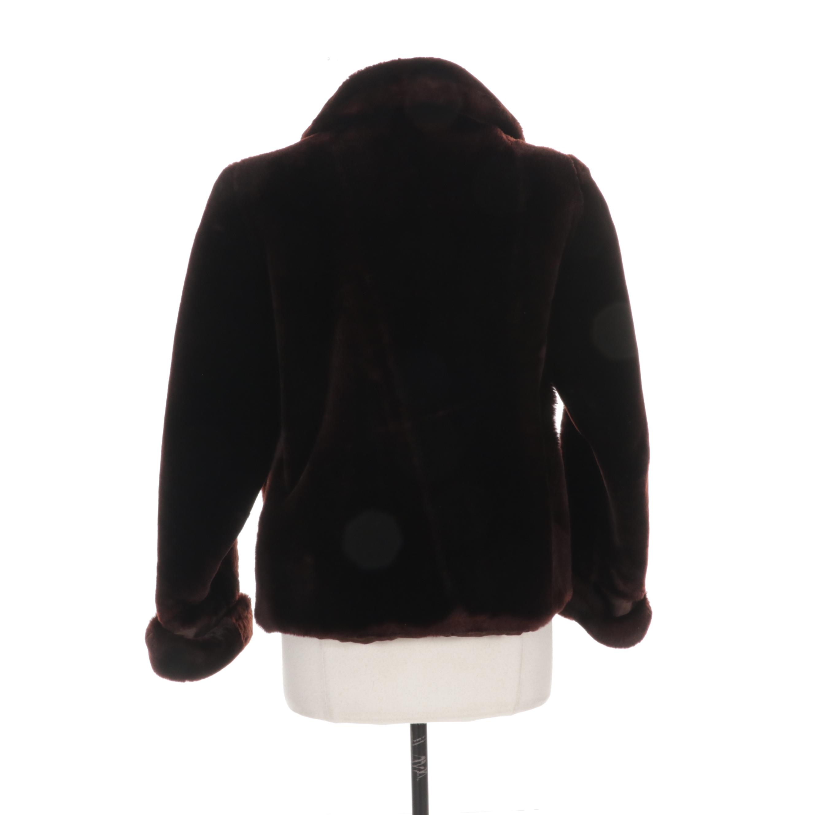 Mouton Fur Jacket with Cuffed Sleeves
