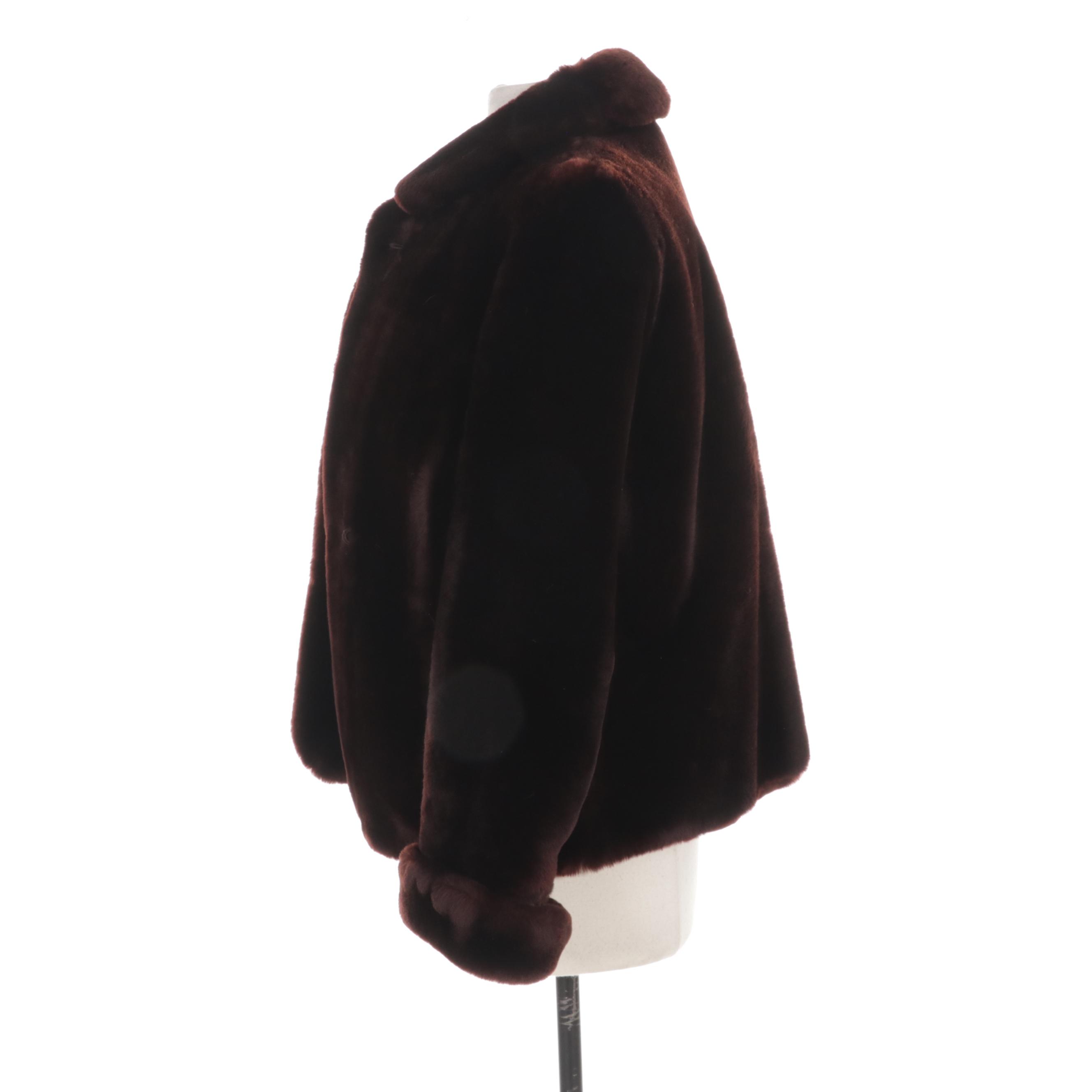 Mouton Fur Jacket with Cuffed Sleeves