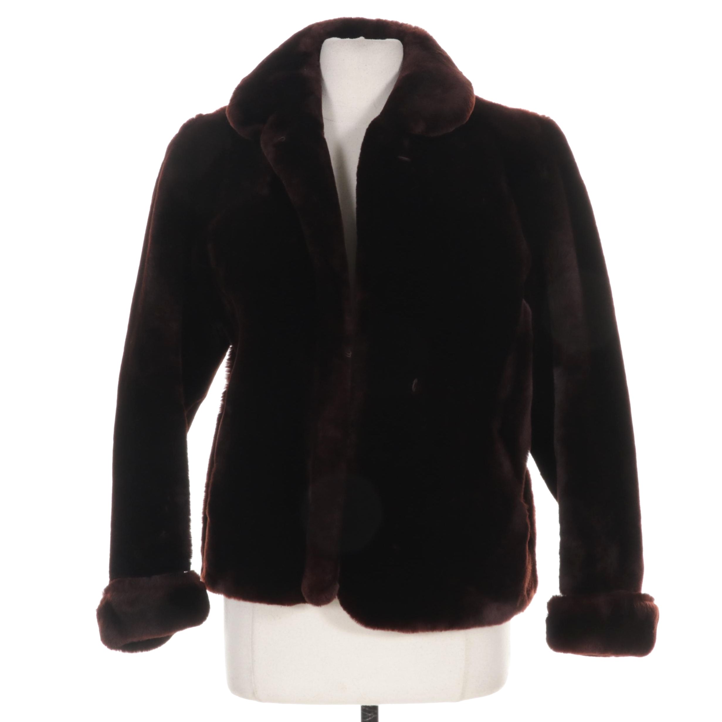 Mouton Fur Jacket with Cuffed Sleeves