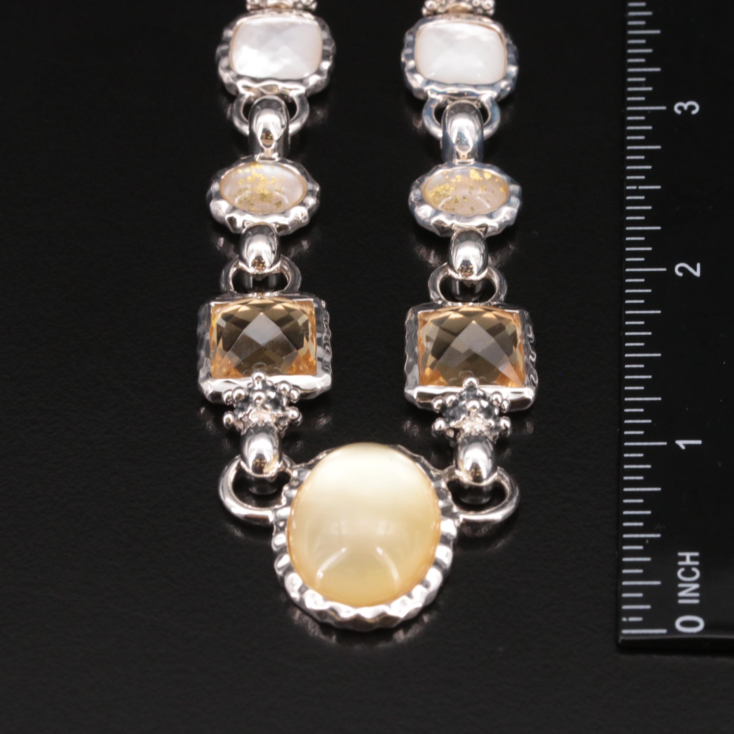 Michael Dawkins Sterling Necklace with Quartz, Mother-of-Pearl and Citrine