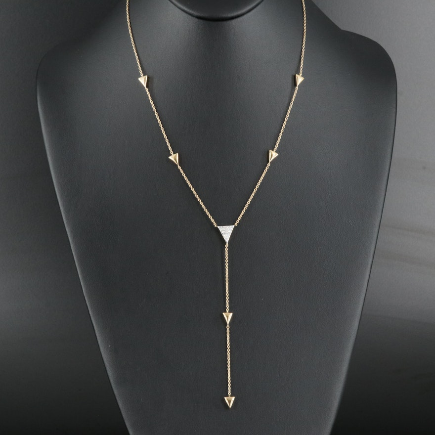 Sterling Diamond Station Y Necklace