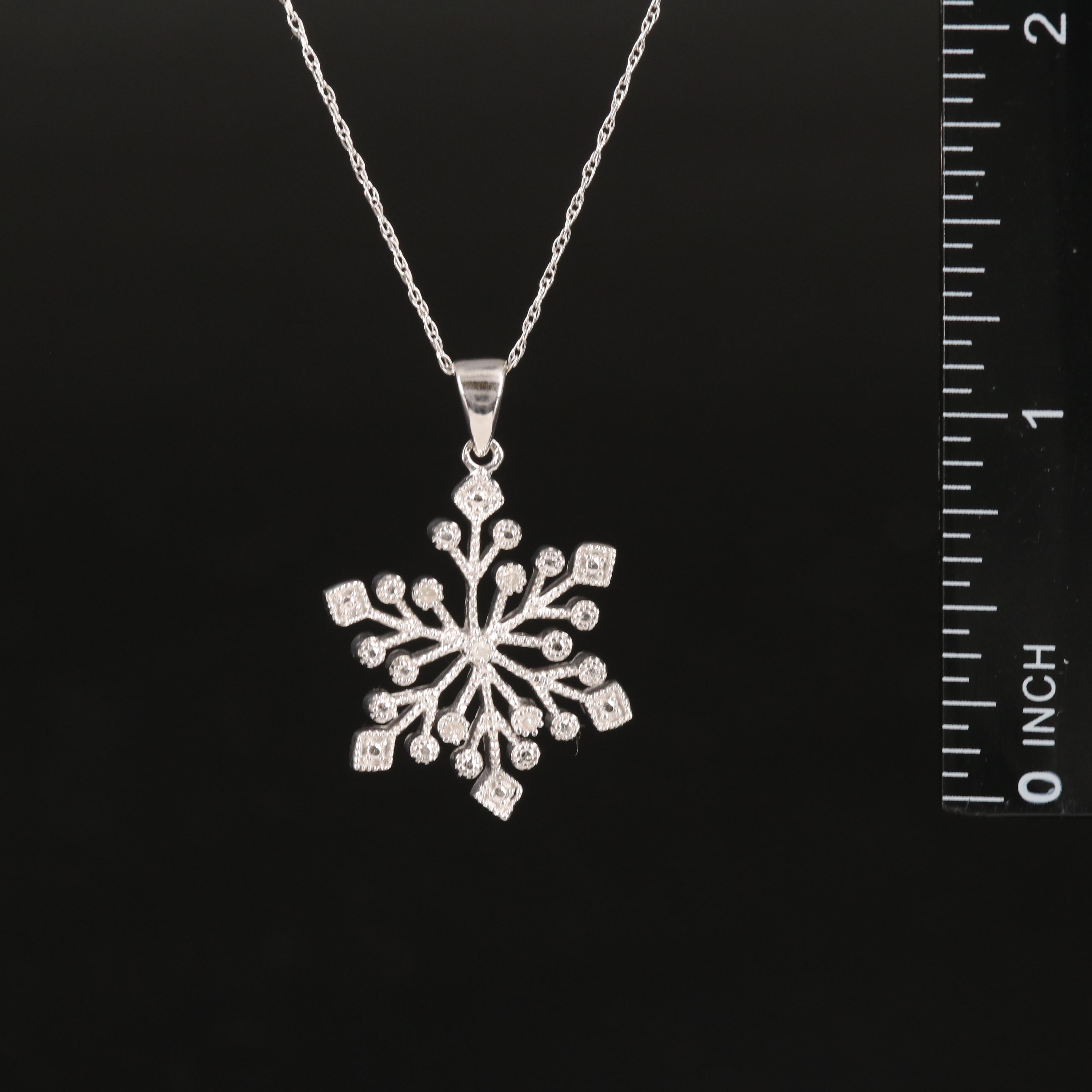 Diamond Snowflake Pendant Necklace in Sterling
