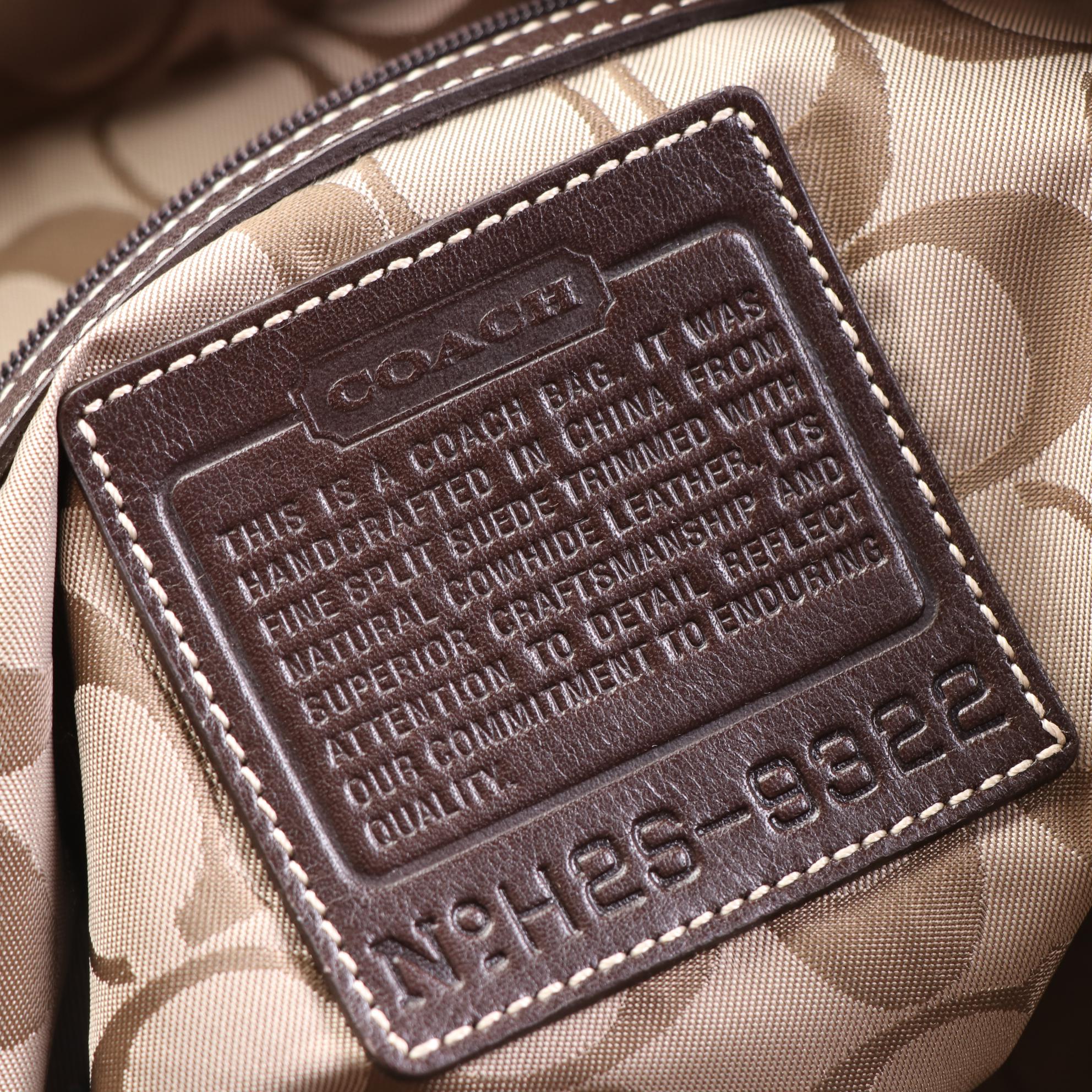 Coach Large Zip Crossbody Bag in Brown Suede and Small Black Leather Pouches