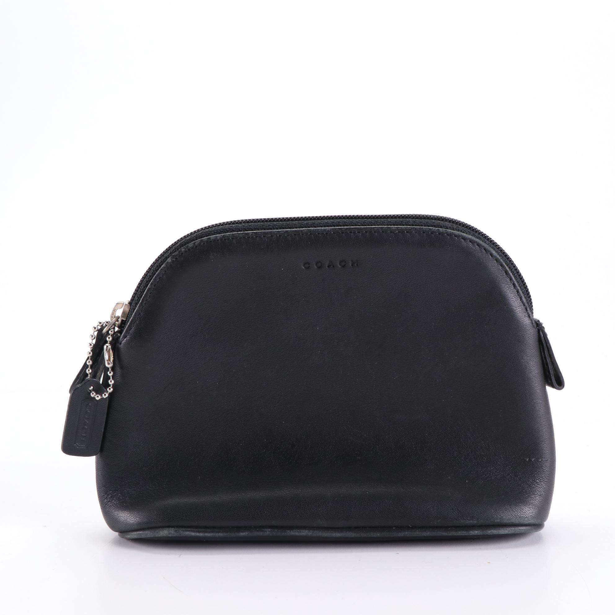 Coach Large Zip Crossbody Bag in Brown Suede and Small Black Leather Pouches